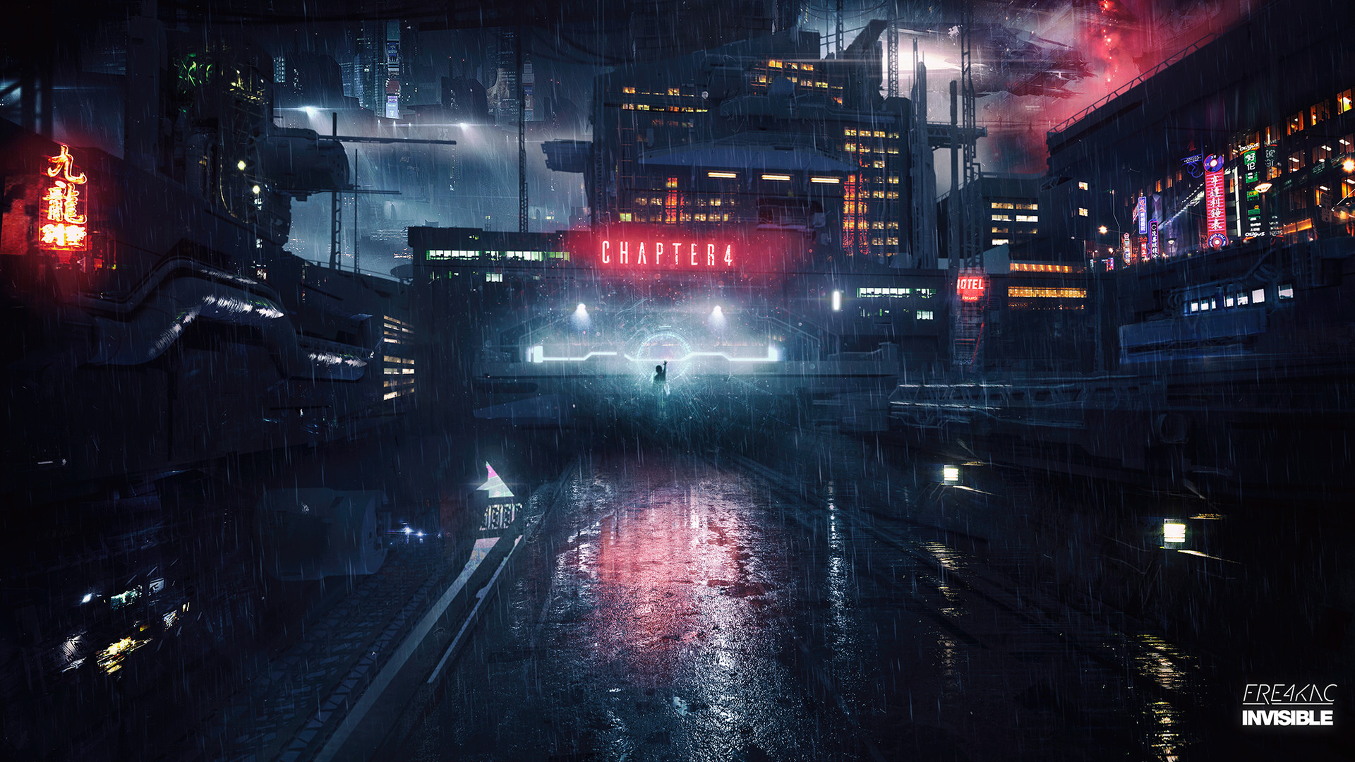 Chapter 4: Neon Reflections in Rainy Cyberpunk City HD Wallpaper