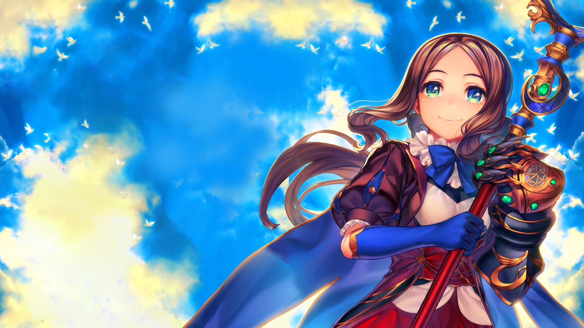 Smiling Leonardo da Vinci (Fate/Grand Order) with staff HD Wallpaper