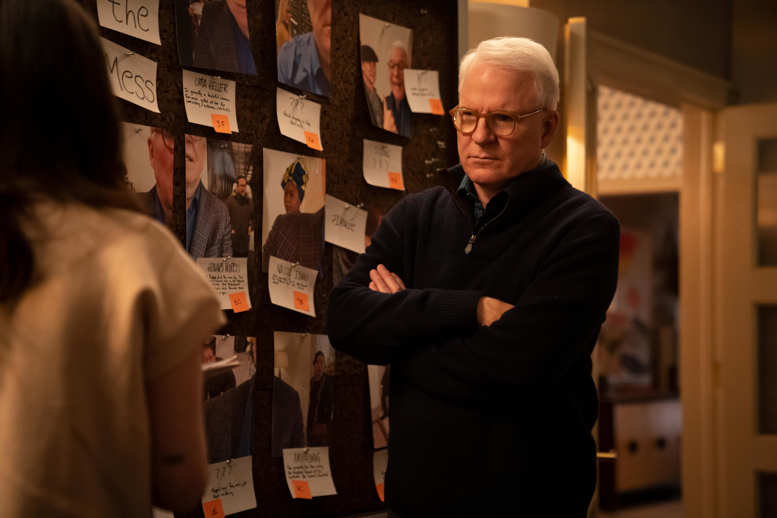 Steve Martin looking at the murder board in Only Murders HD Wallpaper