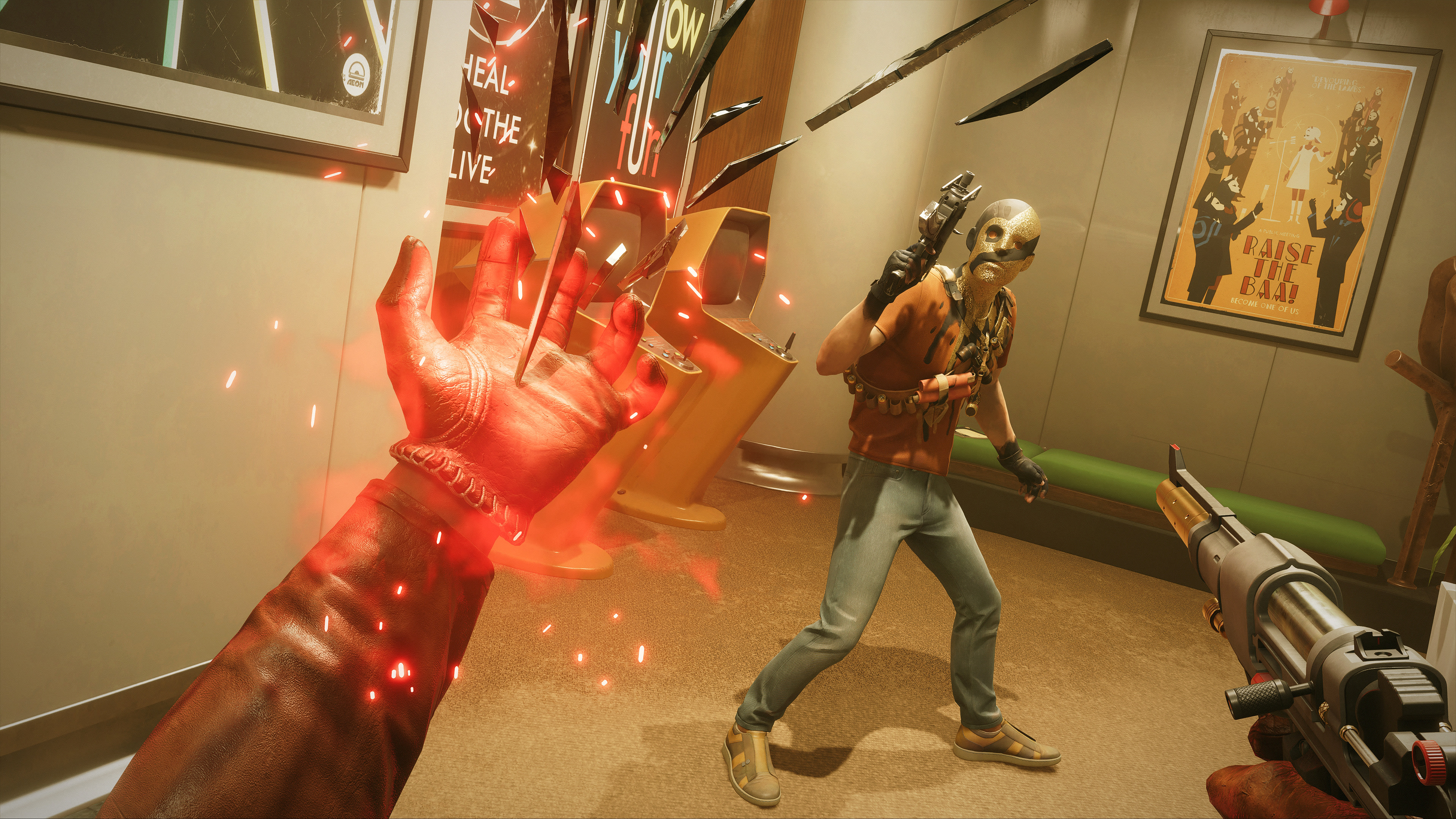 Deathloop: Player unleashes power on enemy HD Wallpaper