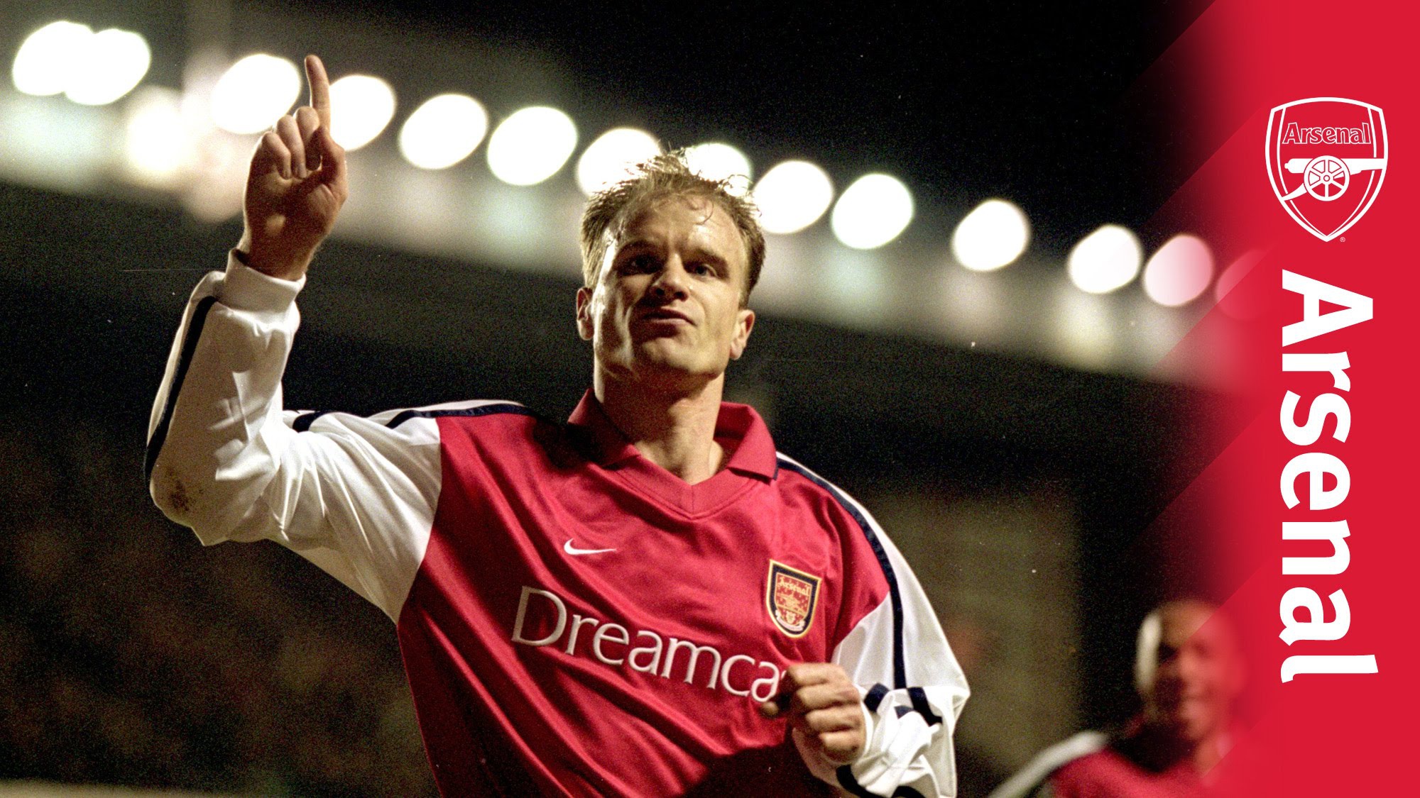 Dennis Bergkamp celebrates a goal for Arsenal F.C. HD Wallpaper