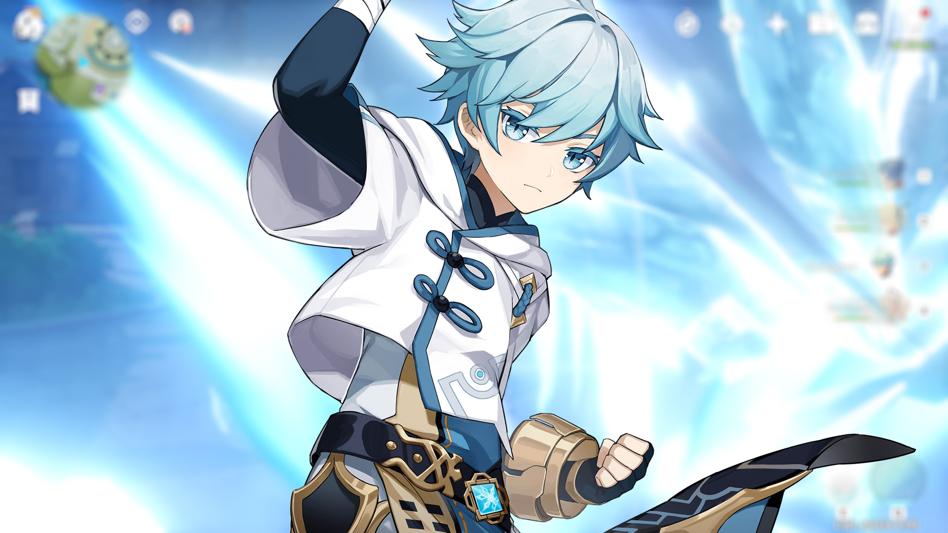 Genshin Impact Chongyun unleashing Cryo power HD Wallpaper