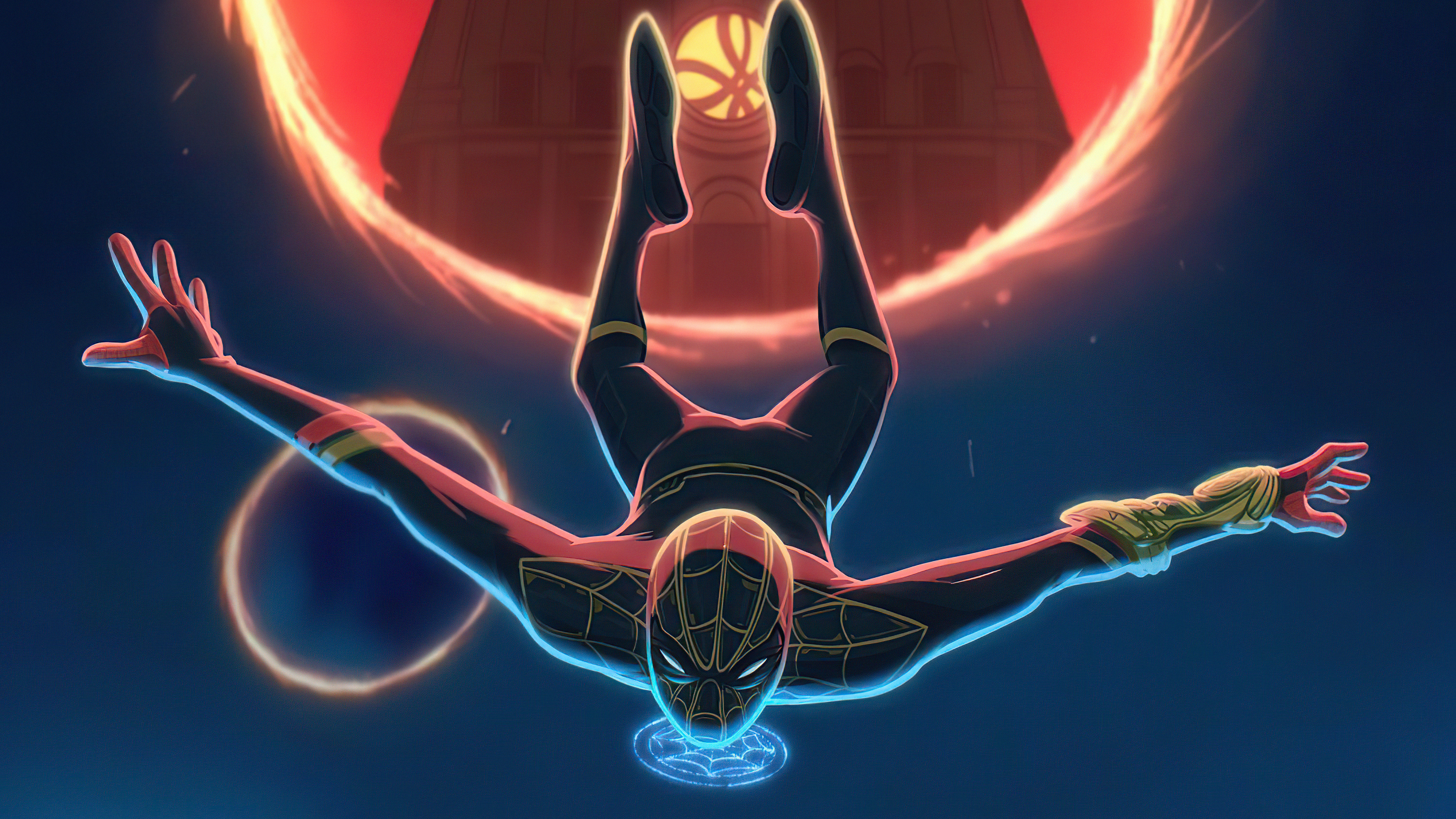 Spider-Man No Way Home: Action Fall Through Portals HD Wallpaper