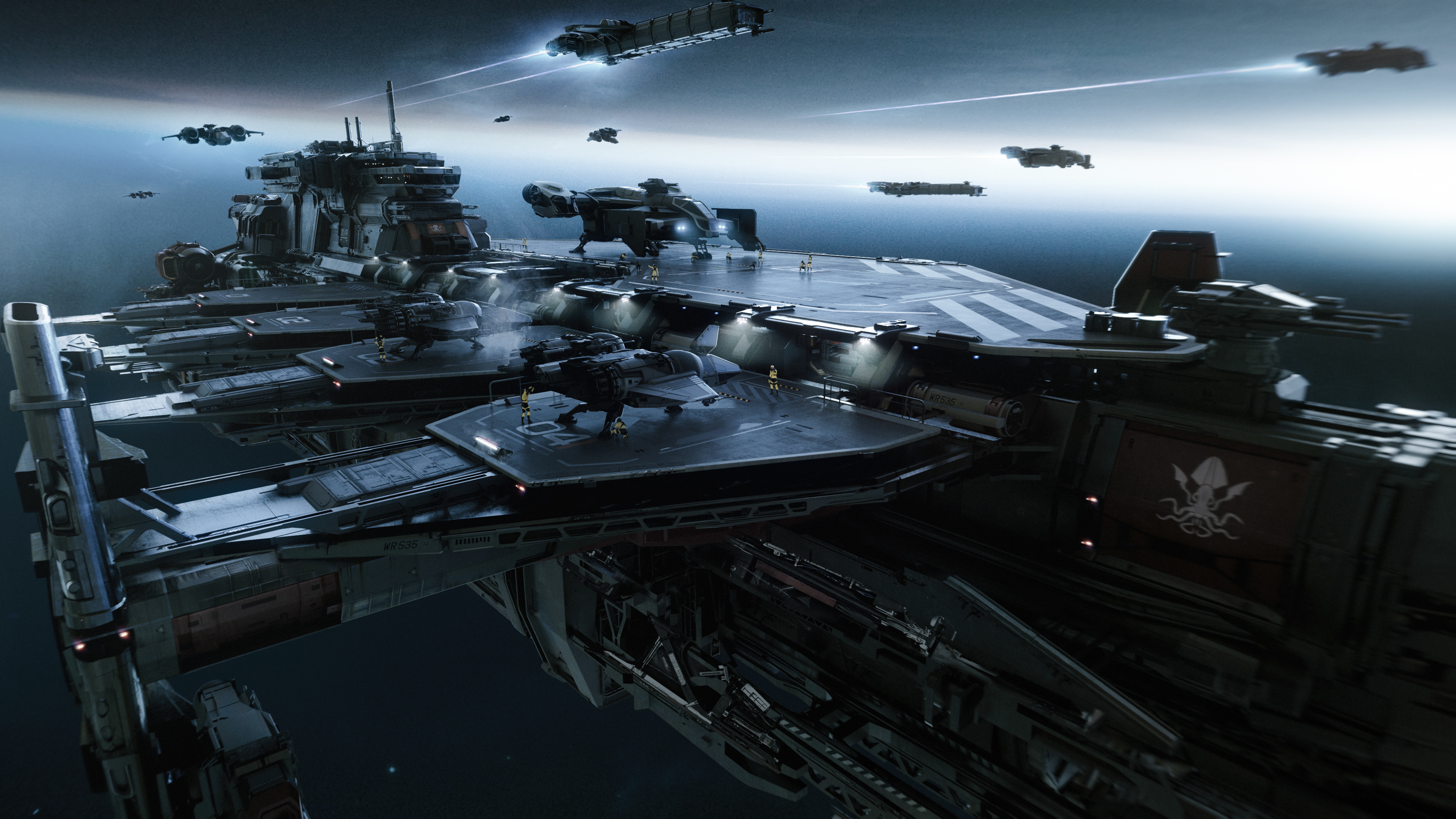 Star Citizen: Massive Spaceship Carrier and Fleet HD Wallpaper