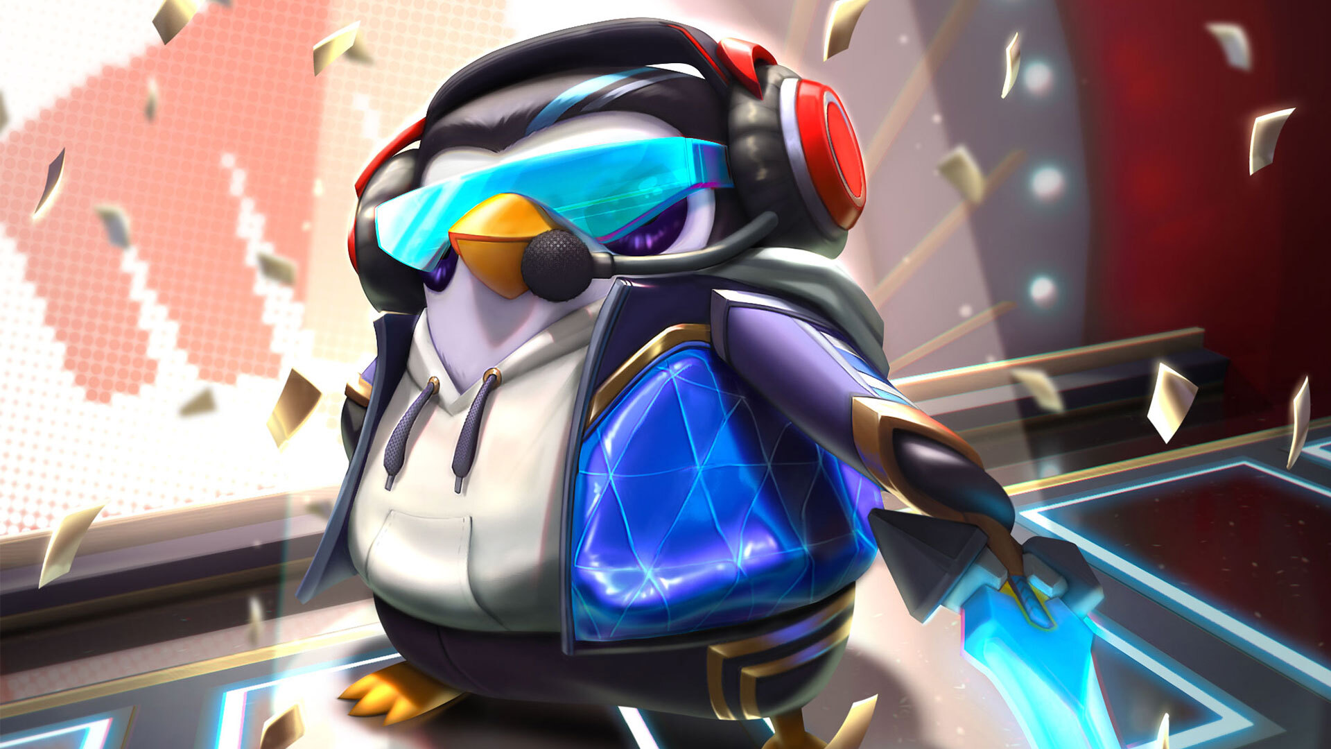 League of Legends Esports Pengu with Glowing Sword HD Wallpaper