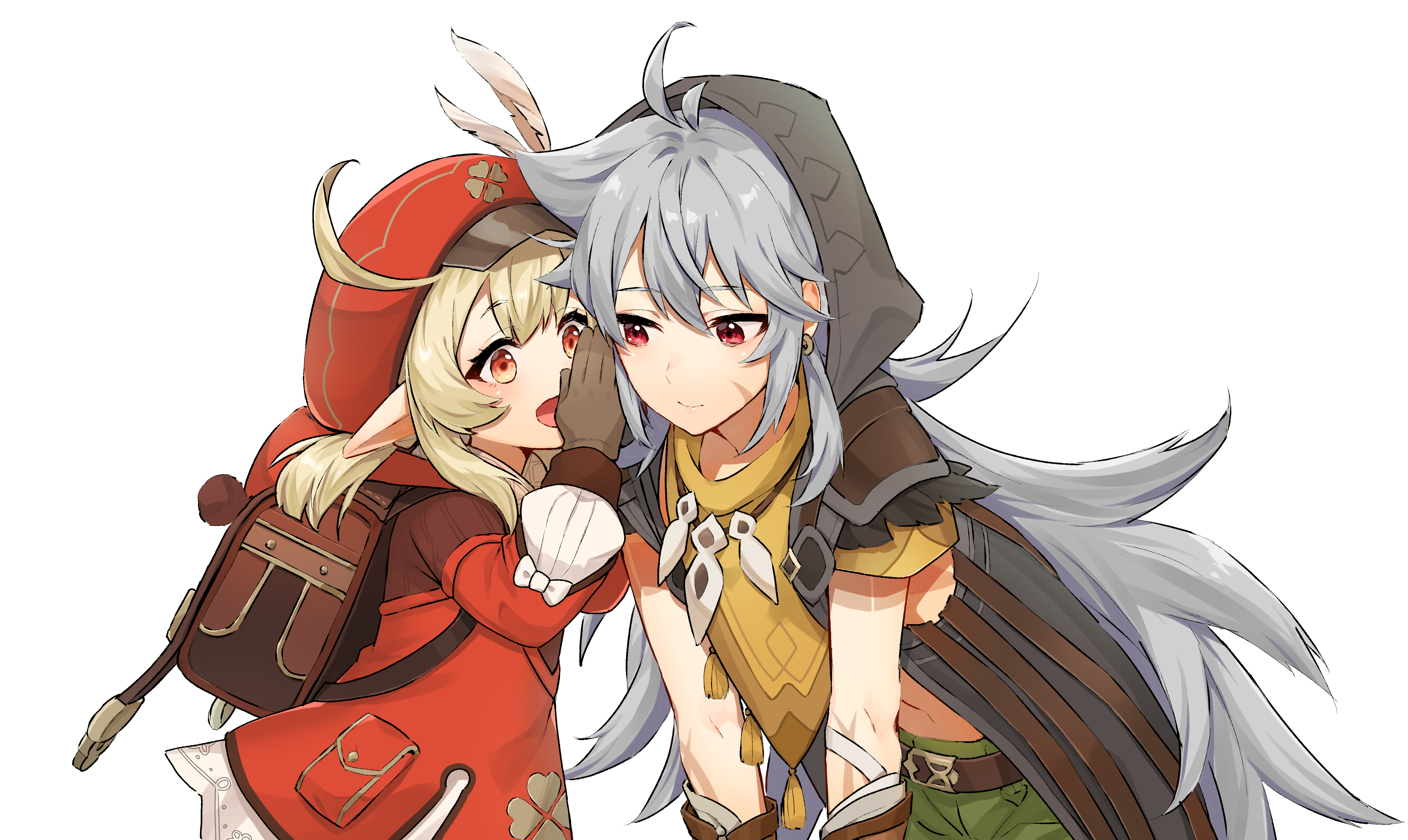 Klee whispers to Razor in Genshin Impact HD Wallpaper
