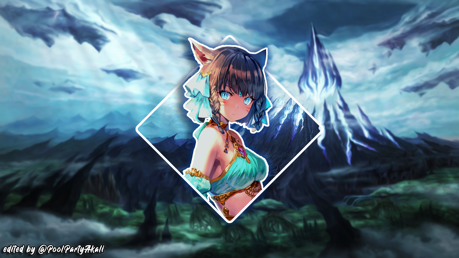 Final Fantasy Miqo'te Character in Fantasy Landscape HD Wallpaper