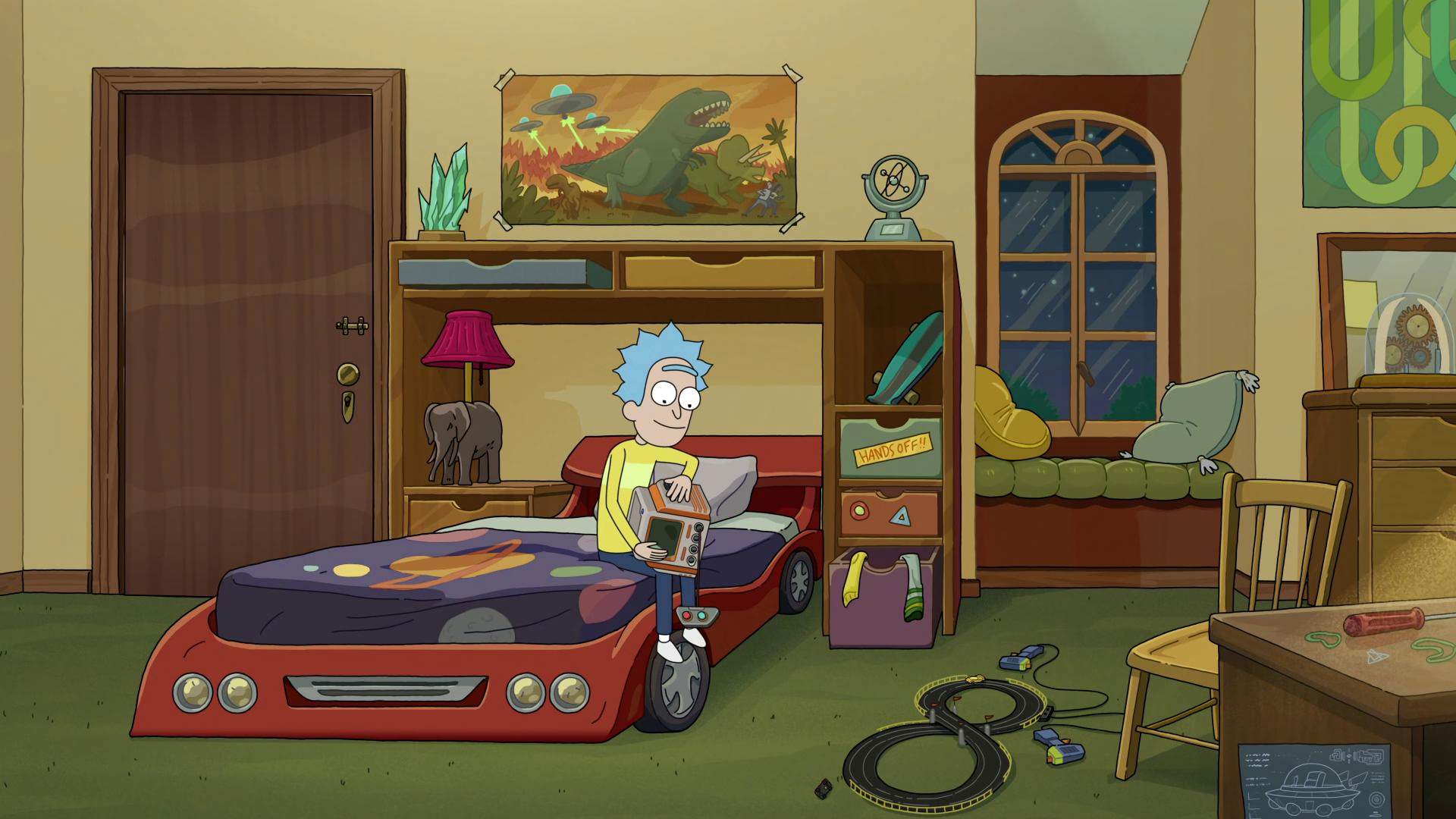 Young Rick Sanchez in his bedroom at night HD Wallpaper