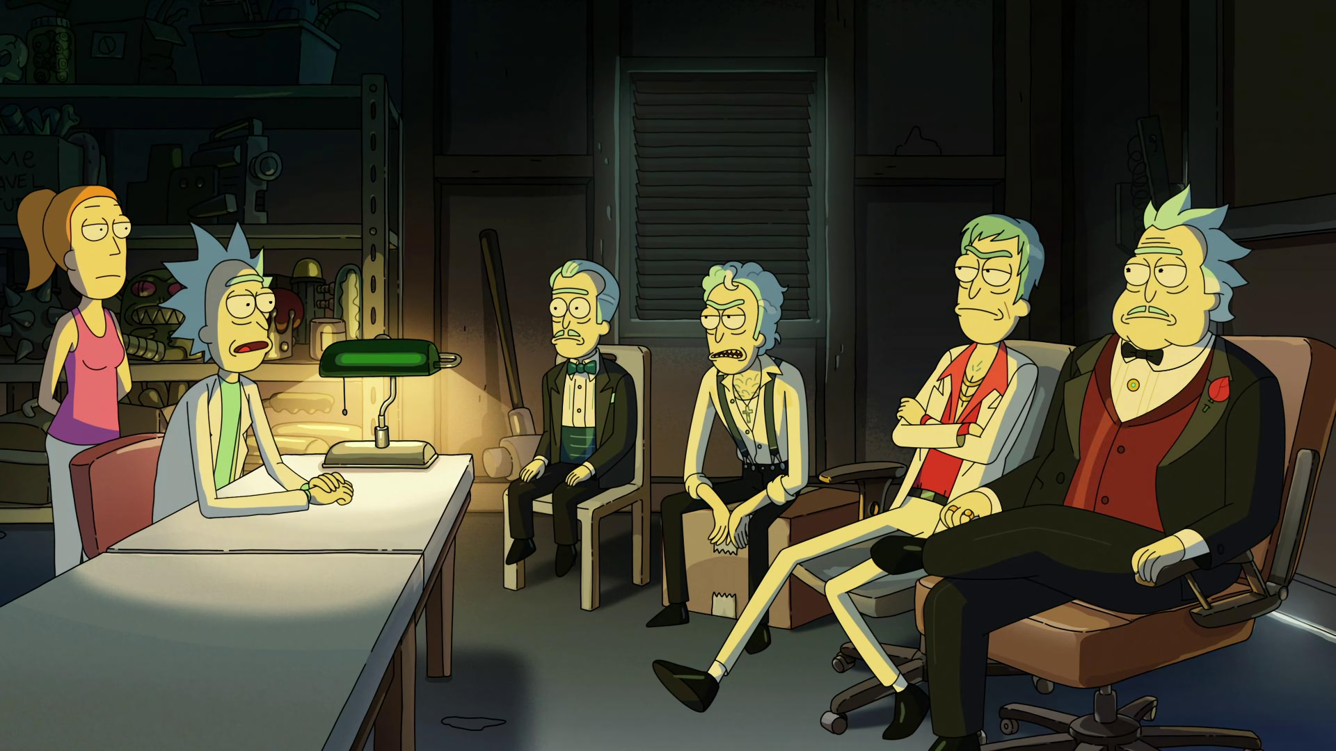 Rick and Morty: Summer and Ricks' mafia meeting HD Wallpaper