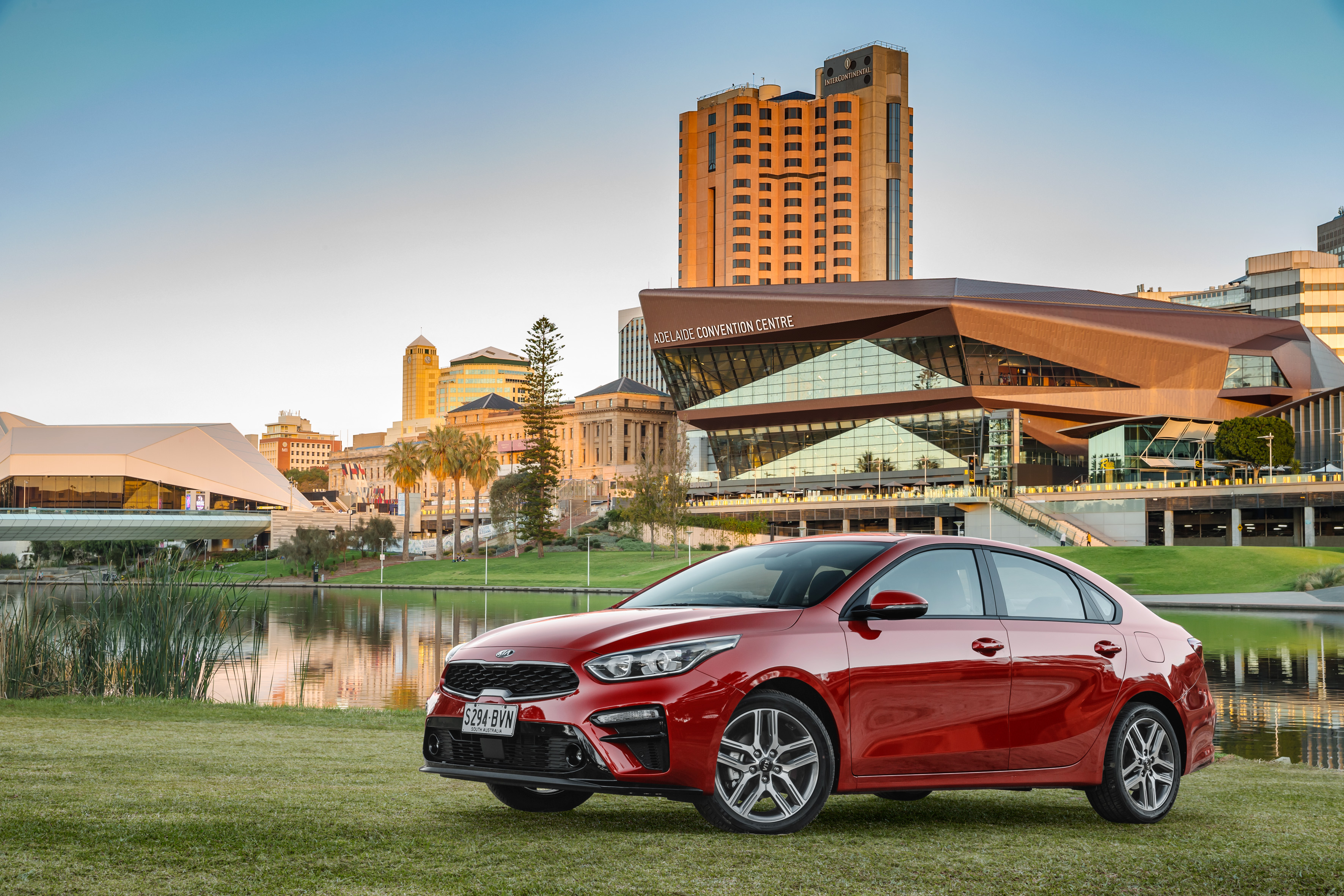 Kia Cerato Sport Plus in Adelaide Cityscape HD Wallpaper