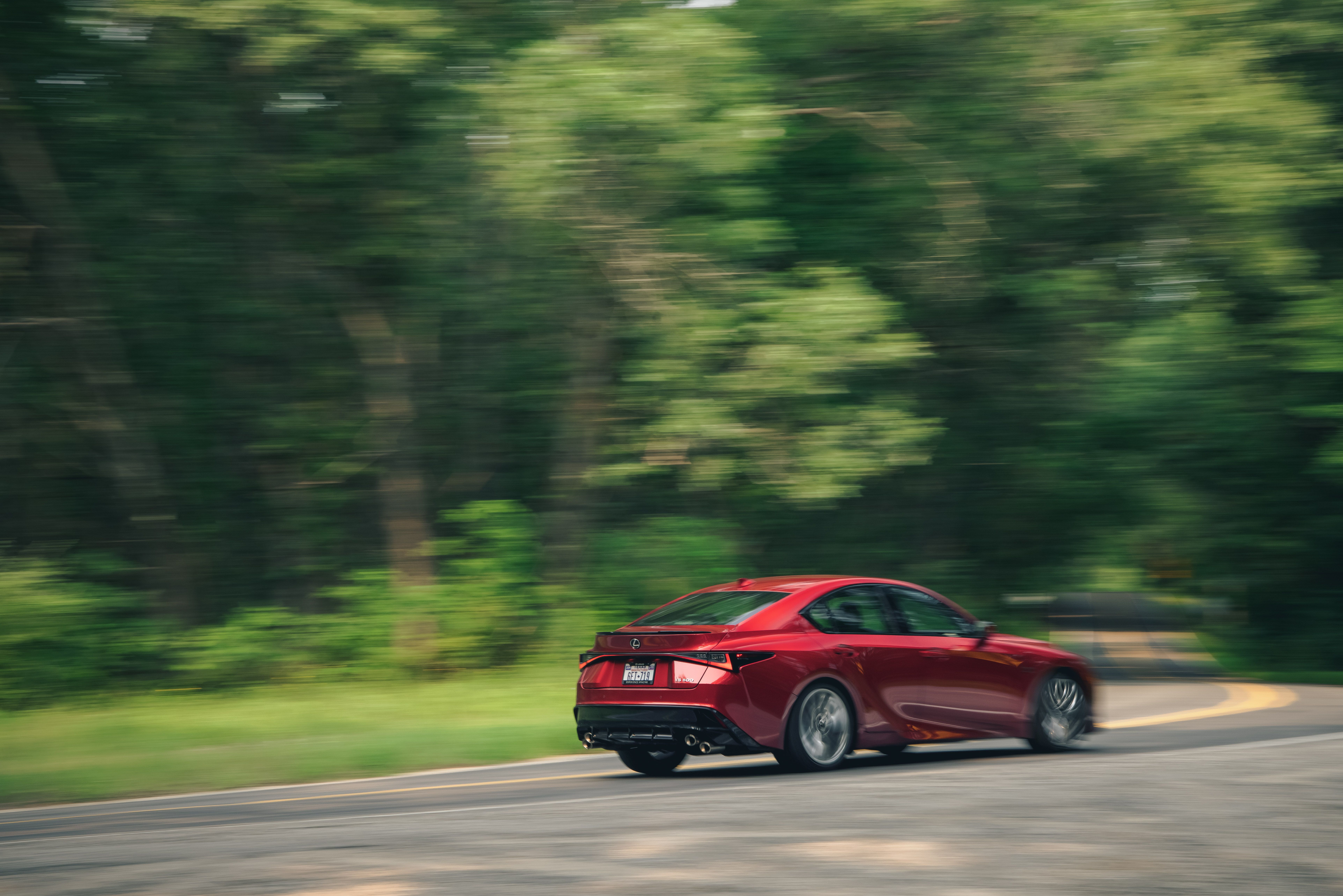 Luxury Red Lexus IS 500 F SPORT Performance in motion HD Wallpaper
