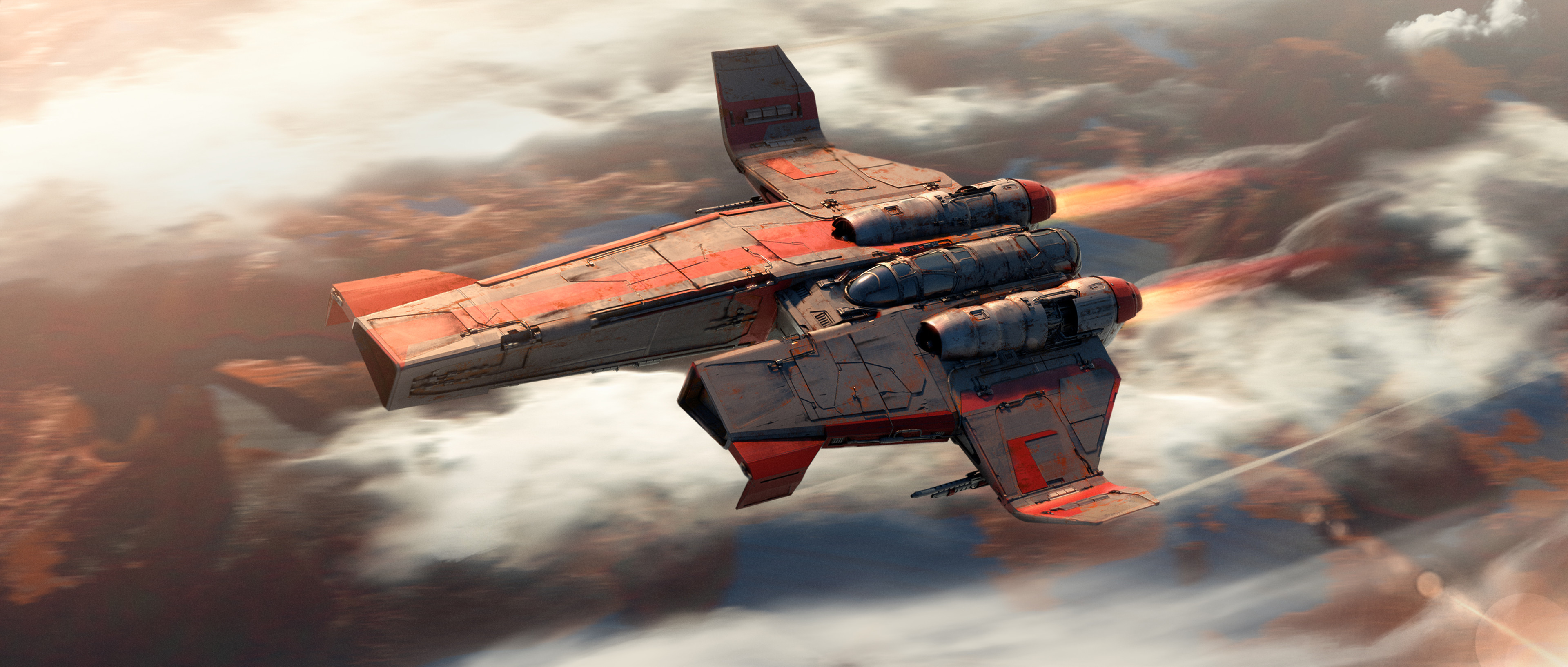 K1-S5 Interceptor blasting through clouds HD Wallpaper