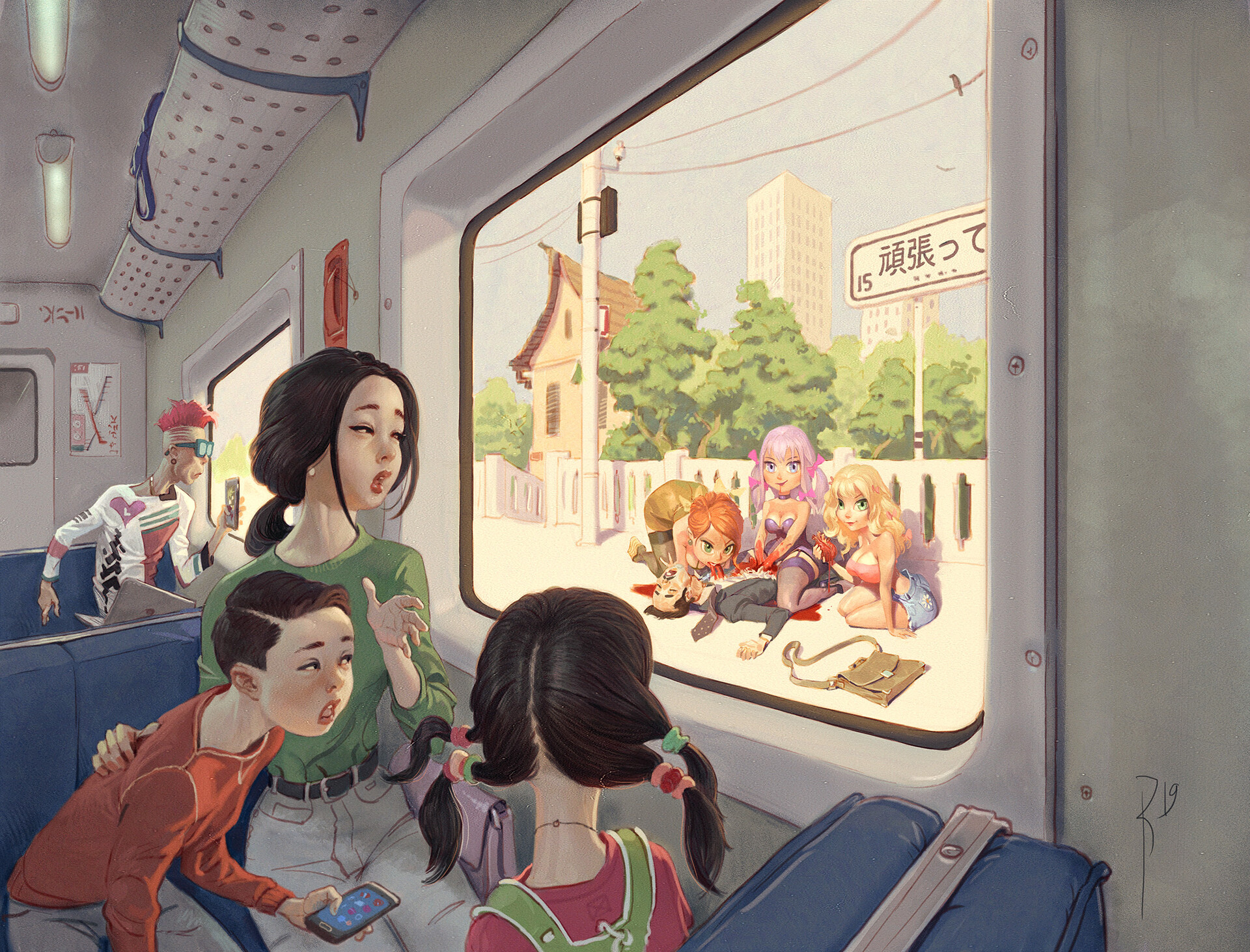 Train ride to Grandma's: Gory scene outside window HD Wallpaper