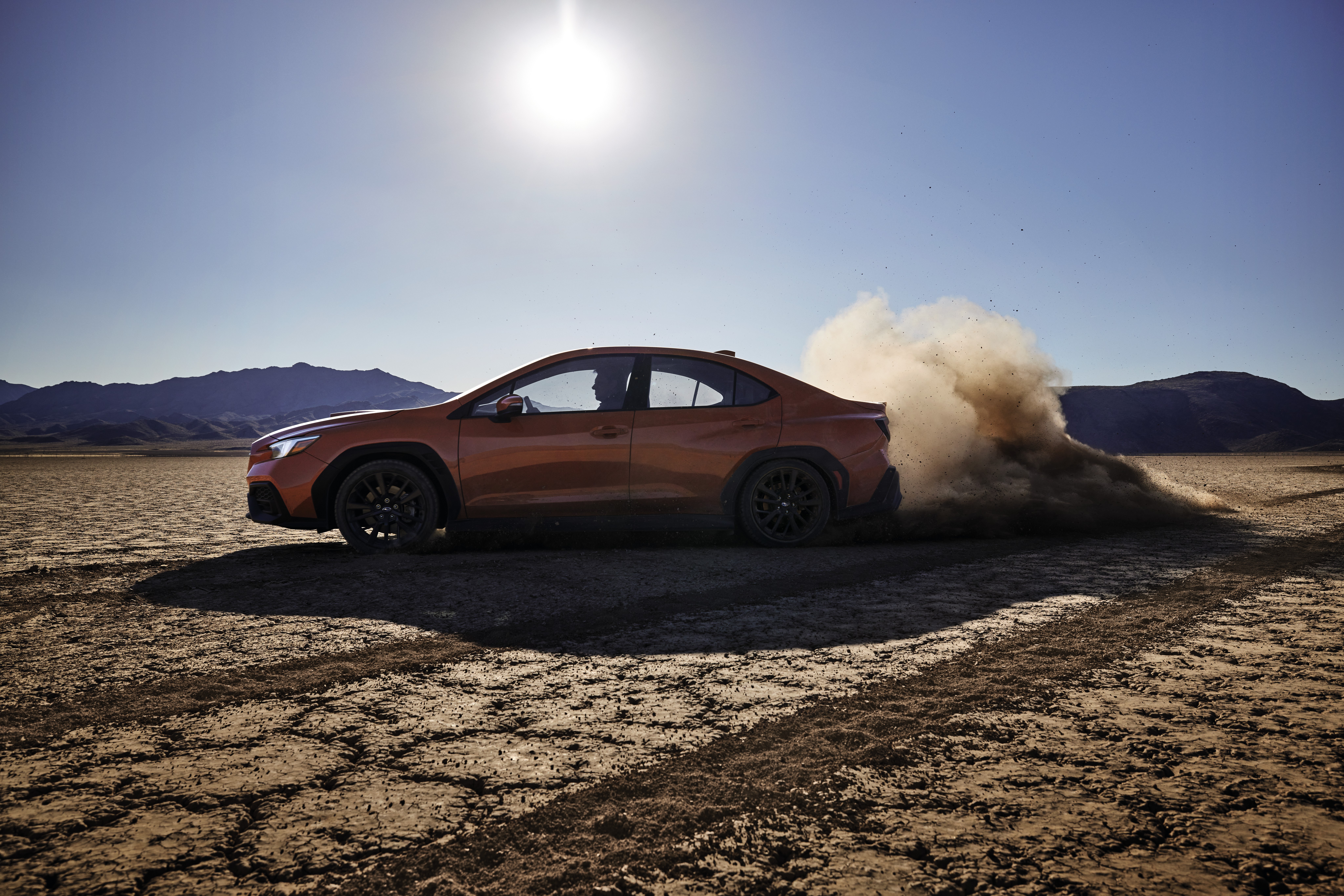 Orange Subaru WRX Drifting in Desert HD Wallpaper
