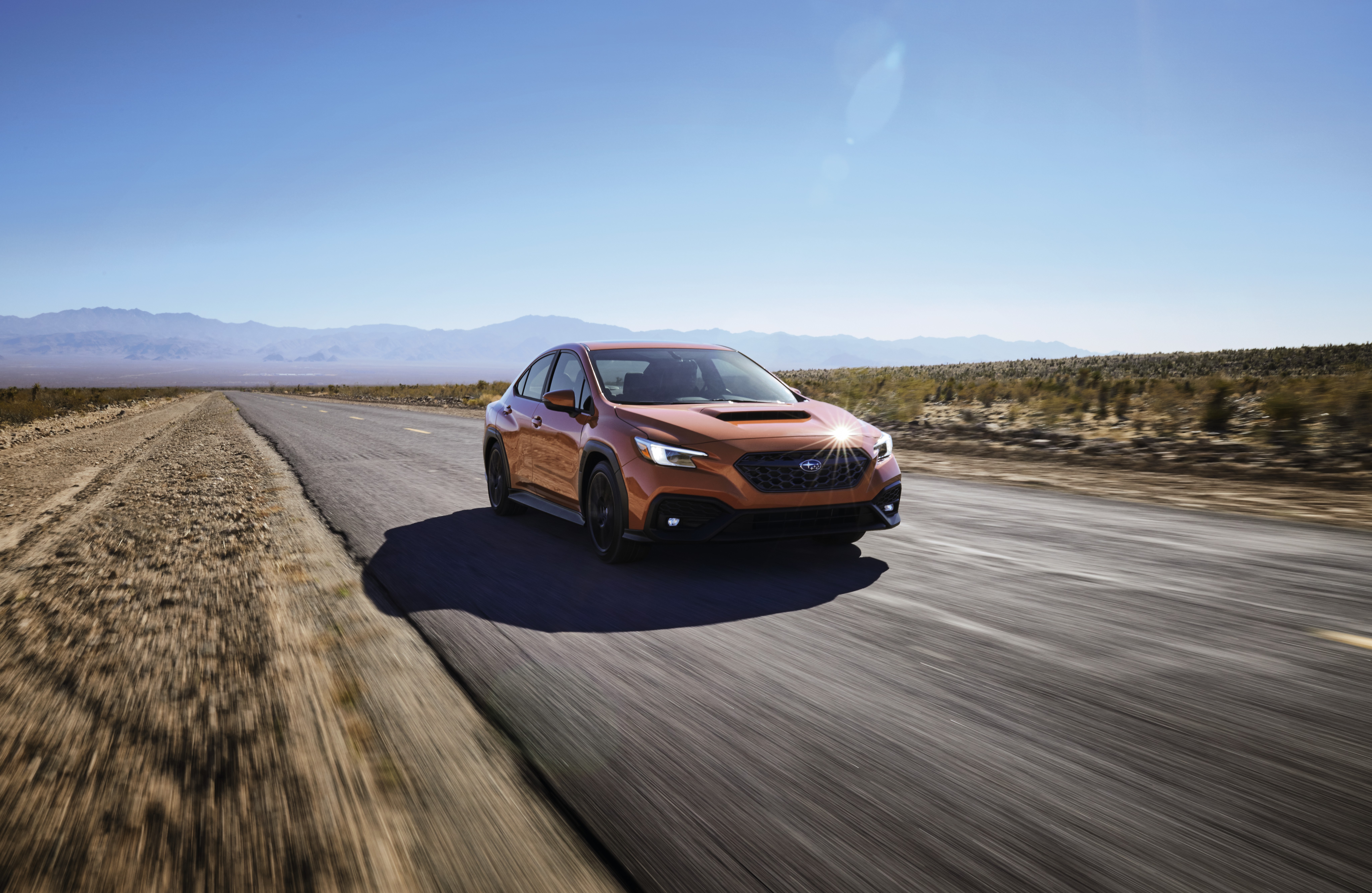 Subaru WRX Limited Sport Car on Desert Road HD Wallpaper