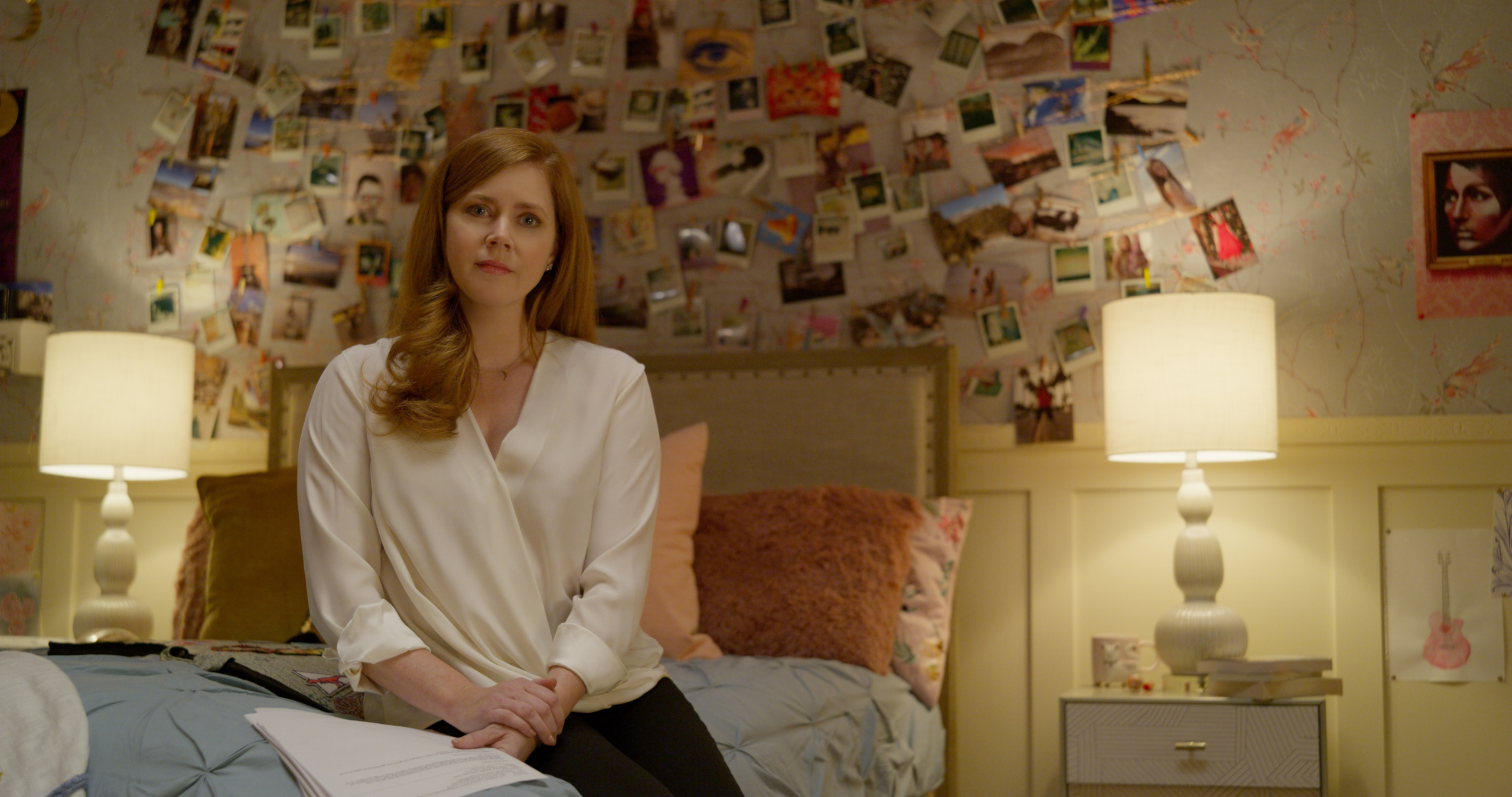 Amy Adams sitting on bed in Dear Evan Hansen HD Wallpaper