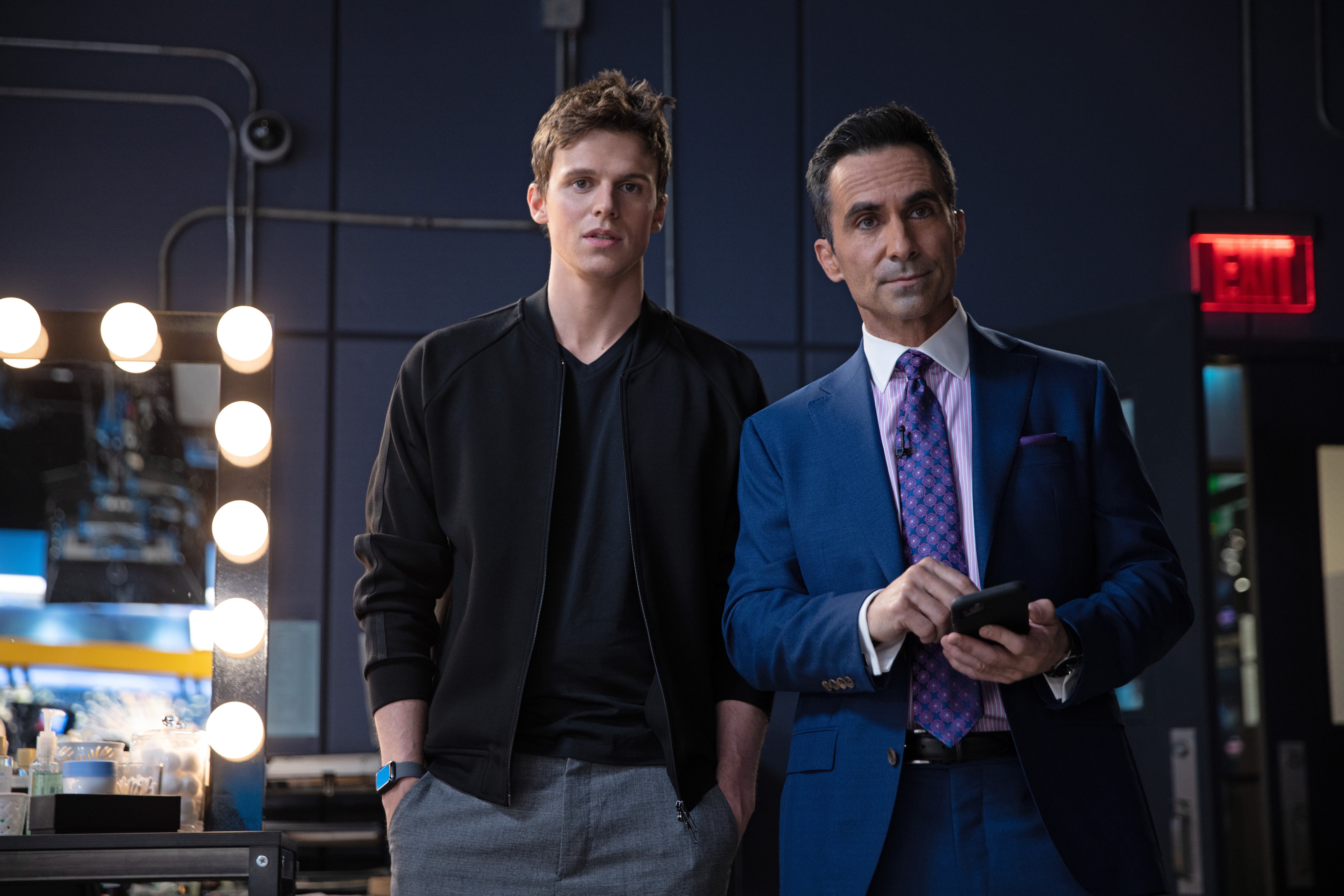 Ruairi O'Connor and Nestor Carbonell in The Morning Show HD Wallpaper