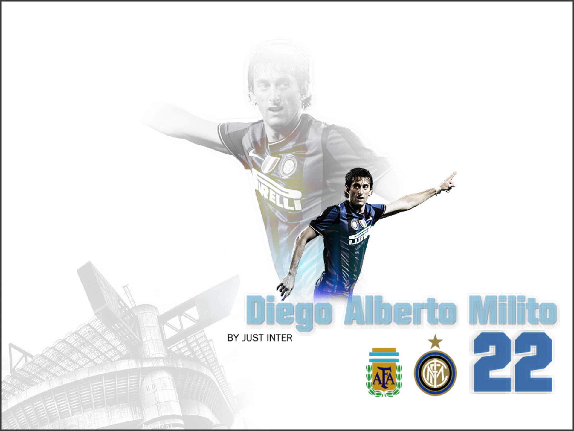 Diego Milito Inter Milan Footballer Number 22 HD Wallpaper
