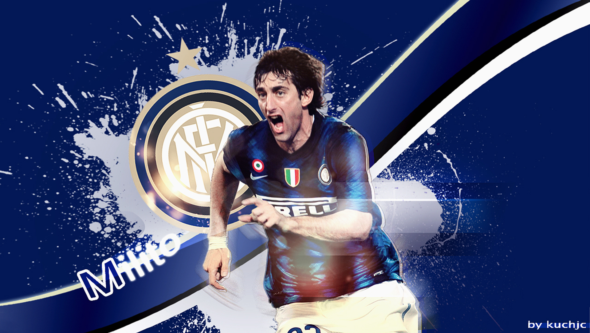 Diego Milito Inter Milan action shot HD Wallpaper