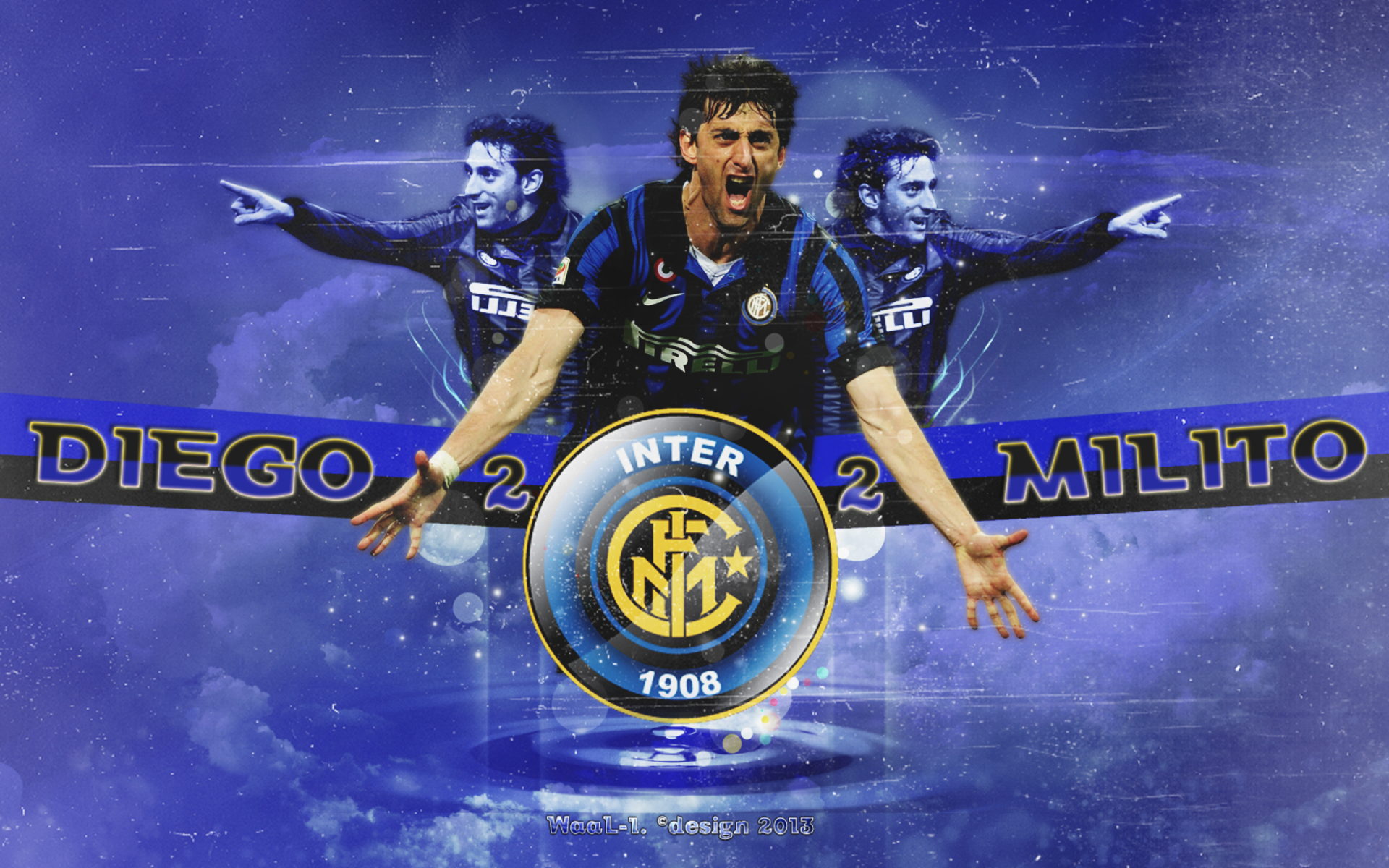 Diego Milito Inter Milan Celebration Design HD Wallpaper