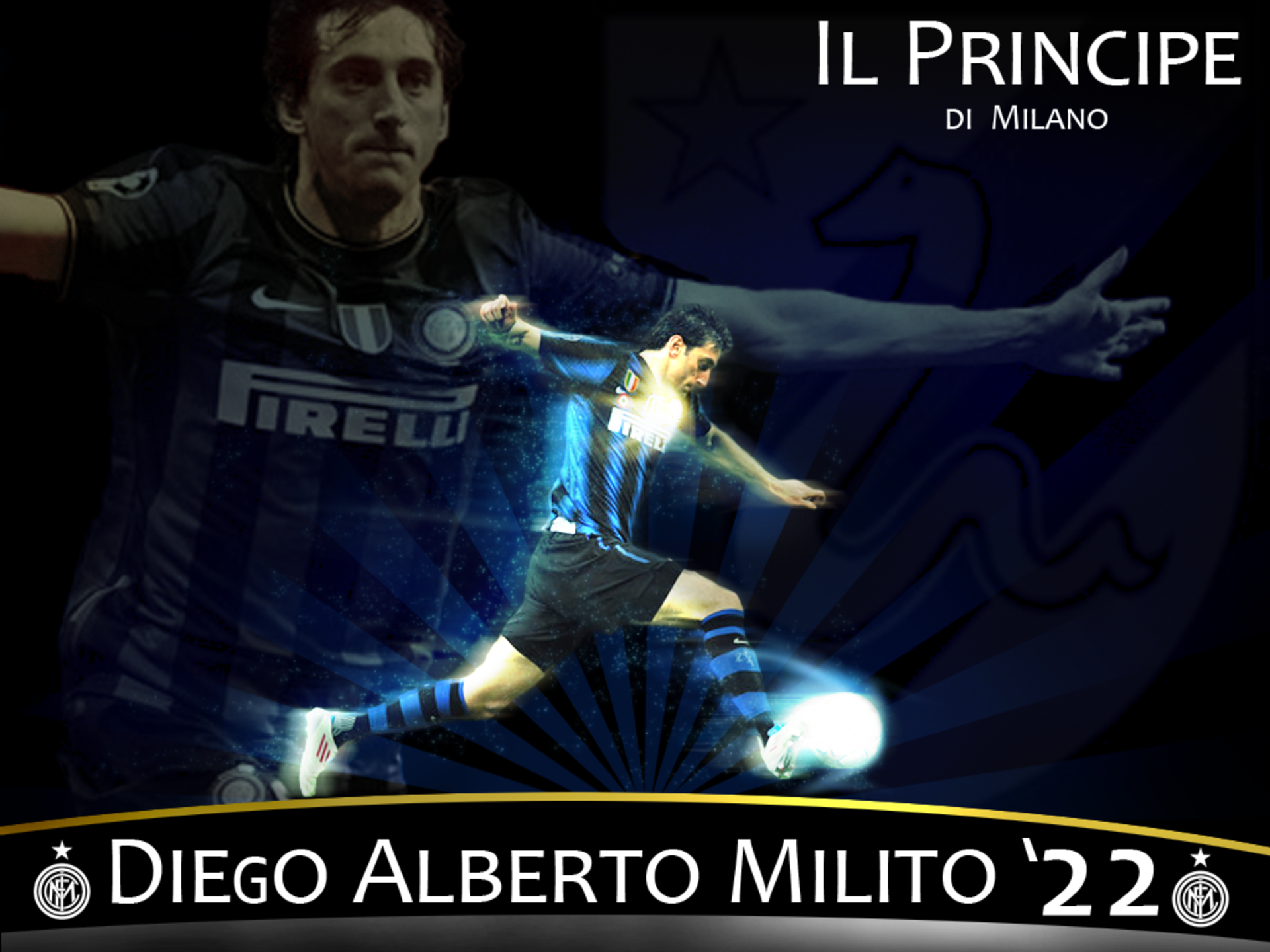 Diego Milito Inter Milan 'Il Principe' football action HD Wallpaper