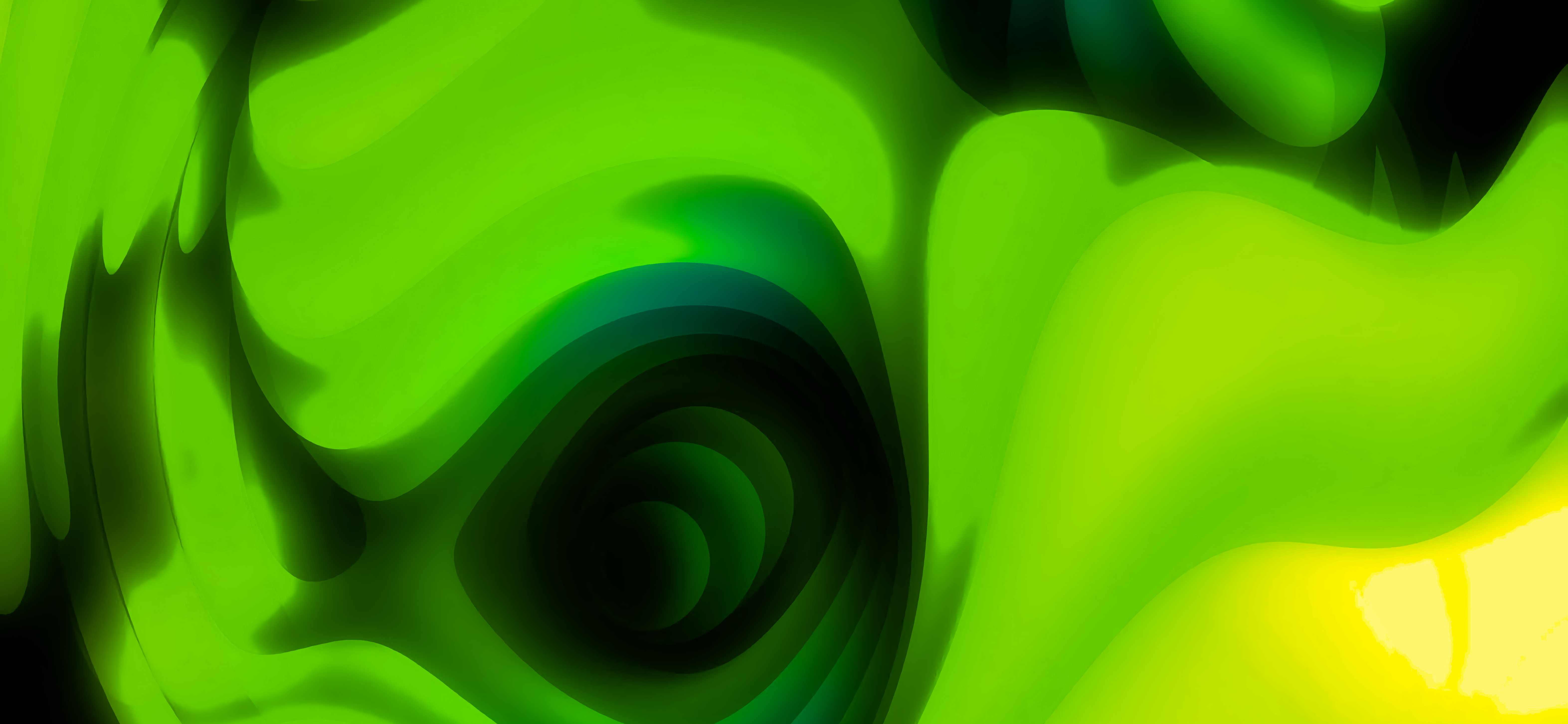 Abstract Green Fluid Depths HD Wallpaper