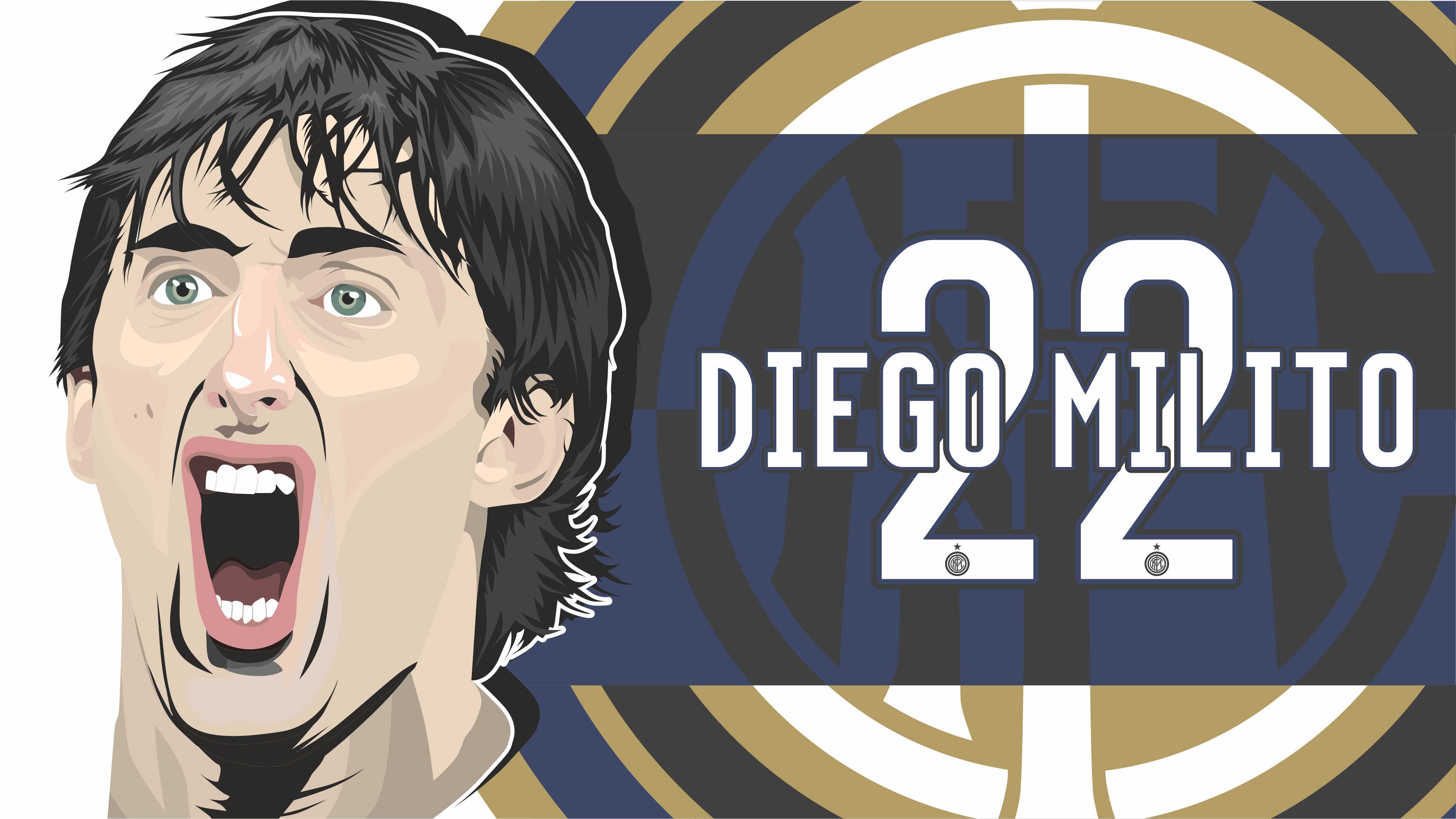 Diego Milito Inter Milan 22 artwork HD Wallpaper