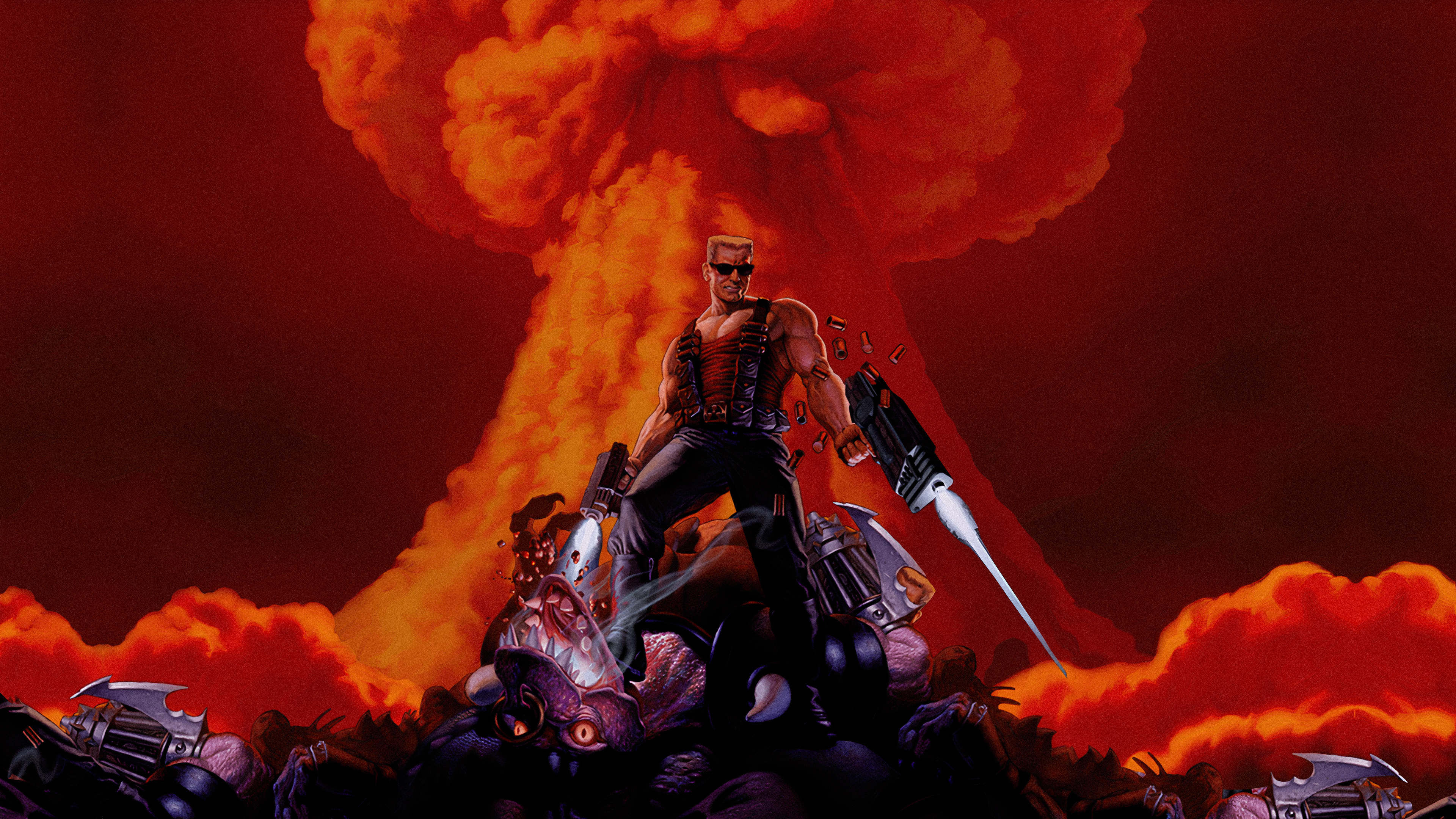Duke Nukem 3D: Victorious over aliens, nuclear explosion HD Wallpaper