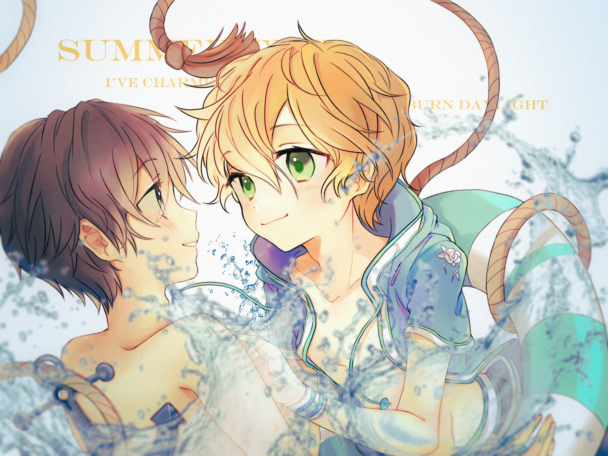 Sword Art Online Eugeo and Kirito Summer Water Splash HD Wallpaper