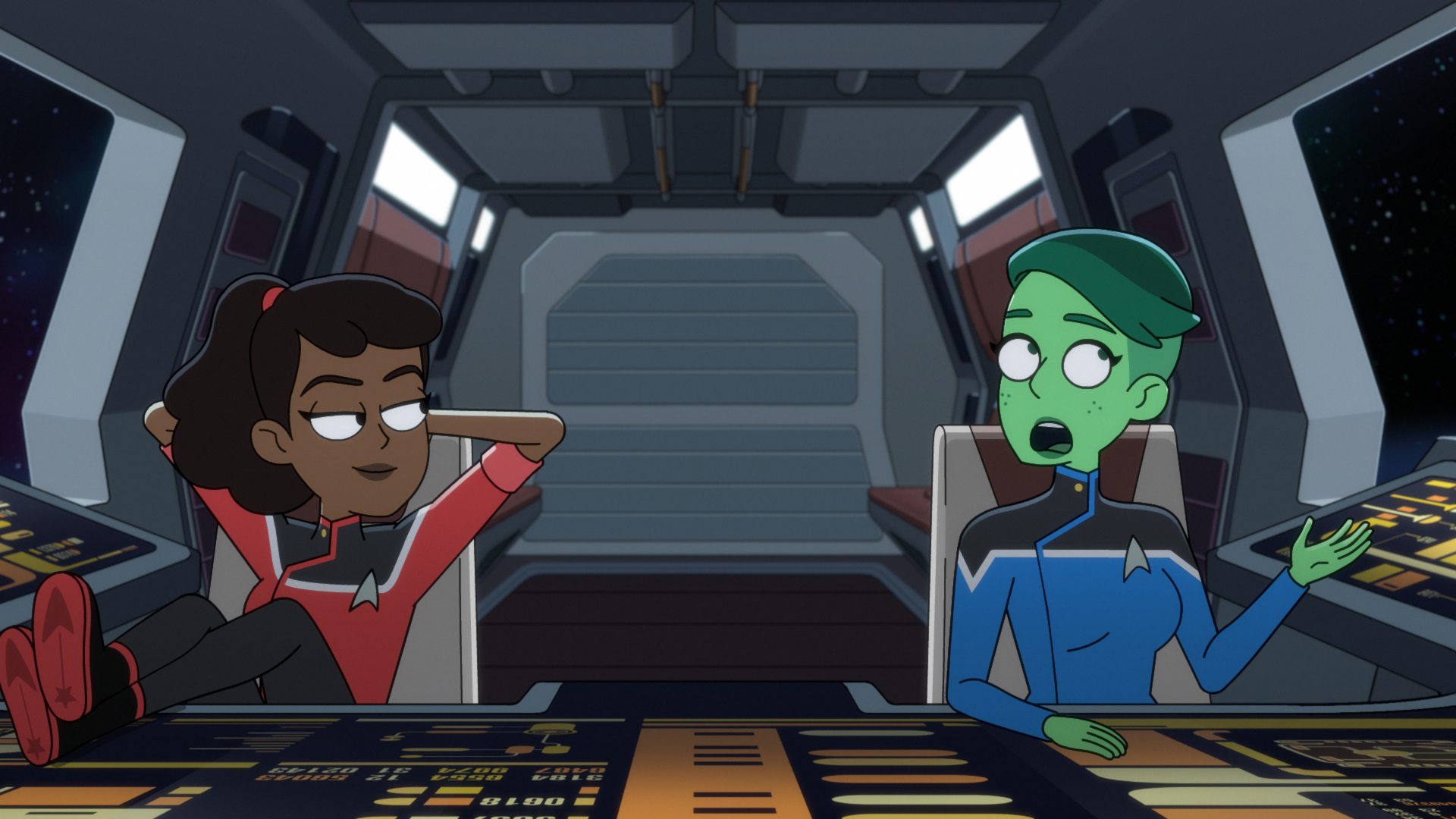 Star Trek: Lower Decks Mariner and Tendi on bridge HD Wallpaper