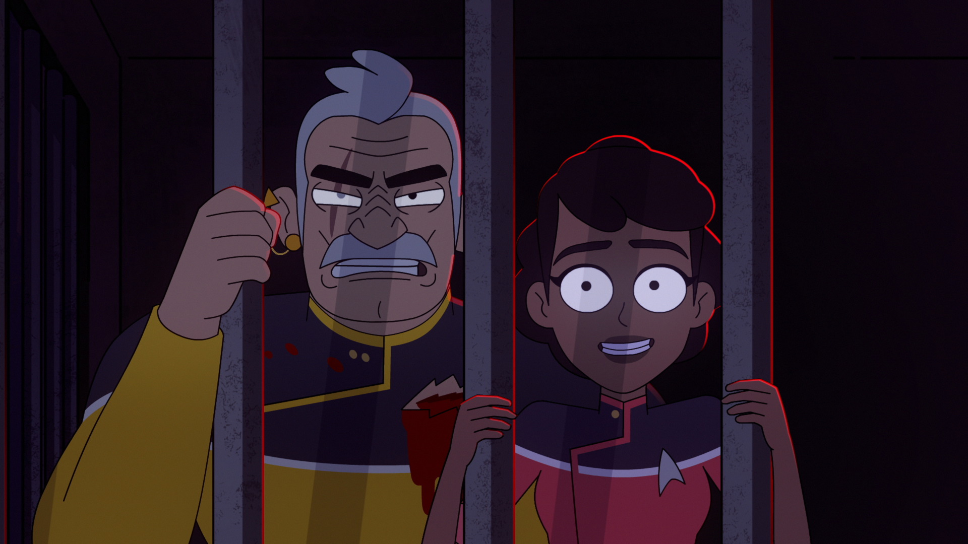 Shaxs and Mariner imprisoned in Star Trek: Lower Decks HD Wallpaper