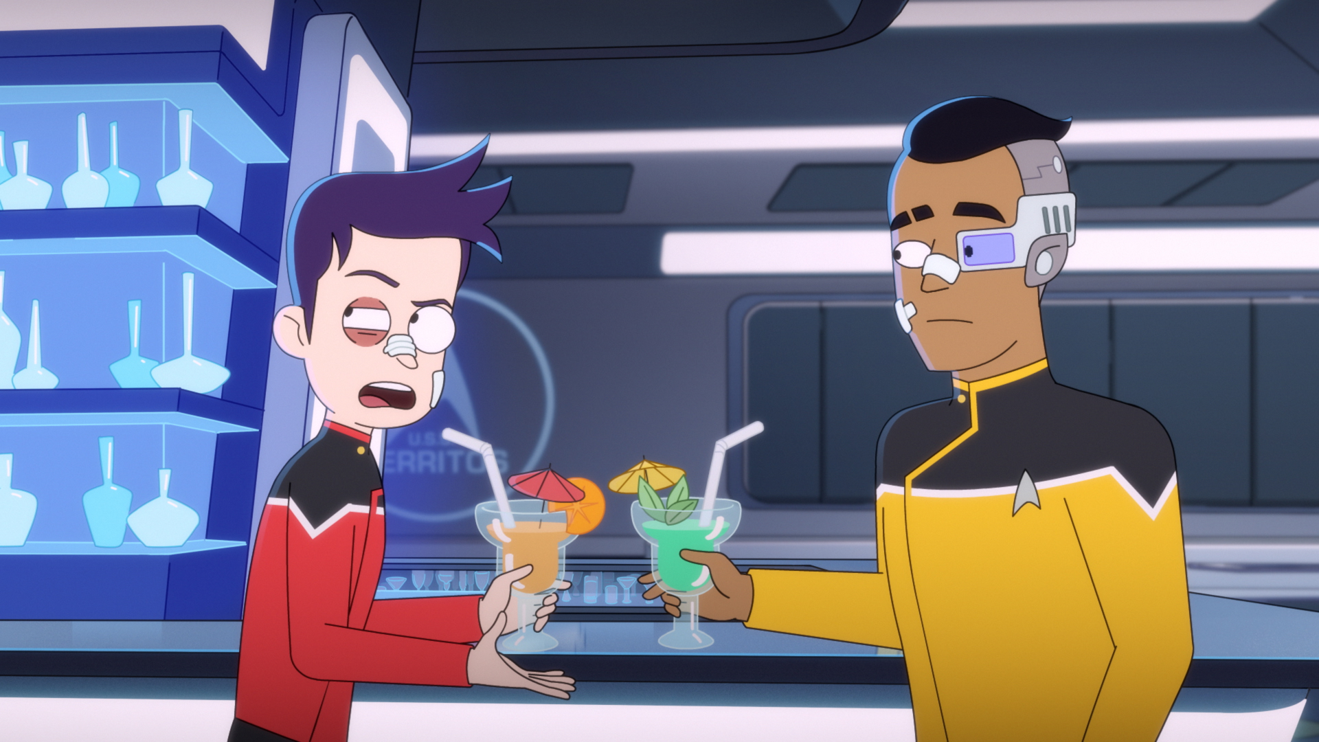 Star Trek: Lower Decks Boimler and Rutherford with cocktails HD Wallpaper