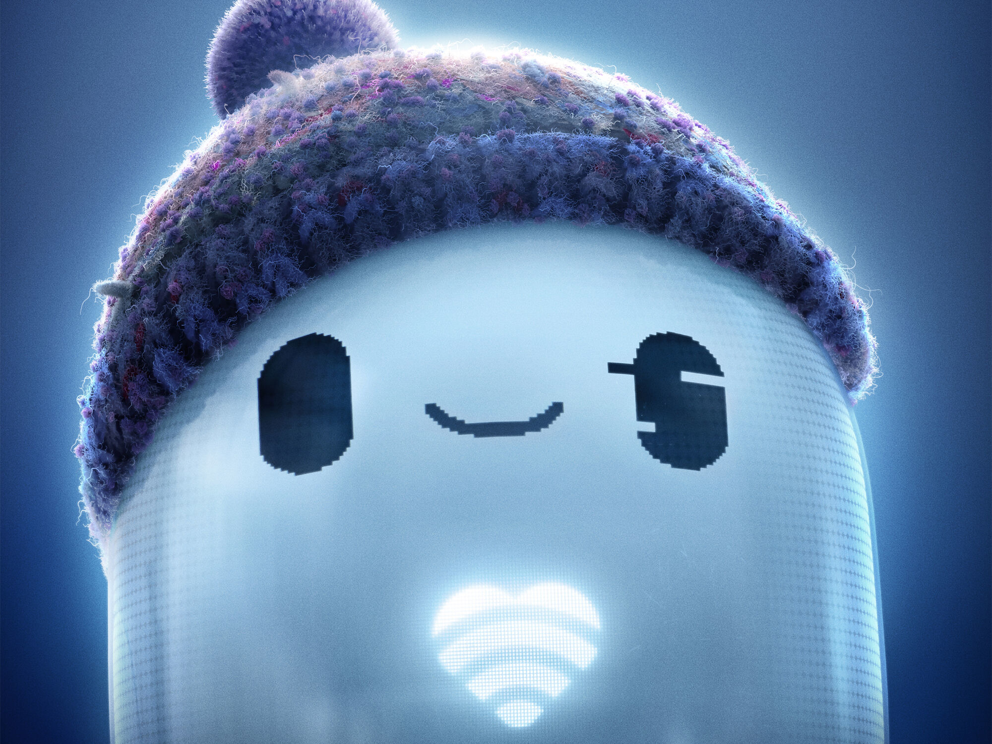 Ron from Ron's Gone Wrong with glowing heart and knitted hat HD Wallpaper