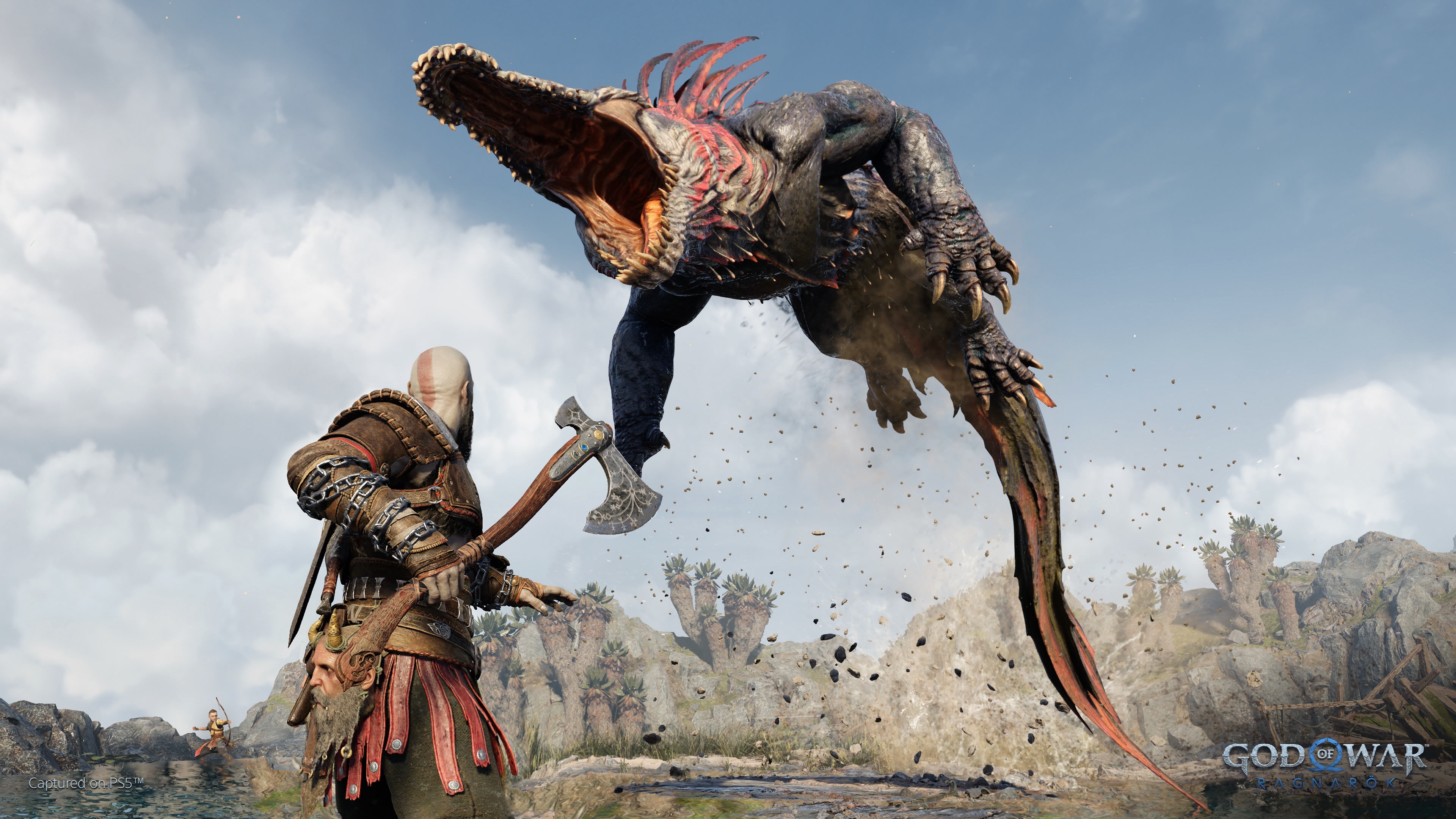 Kratos battles a monstrous flying creature in God of War HD Wallpaper