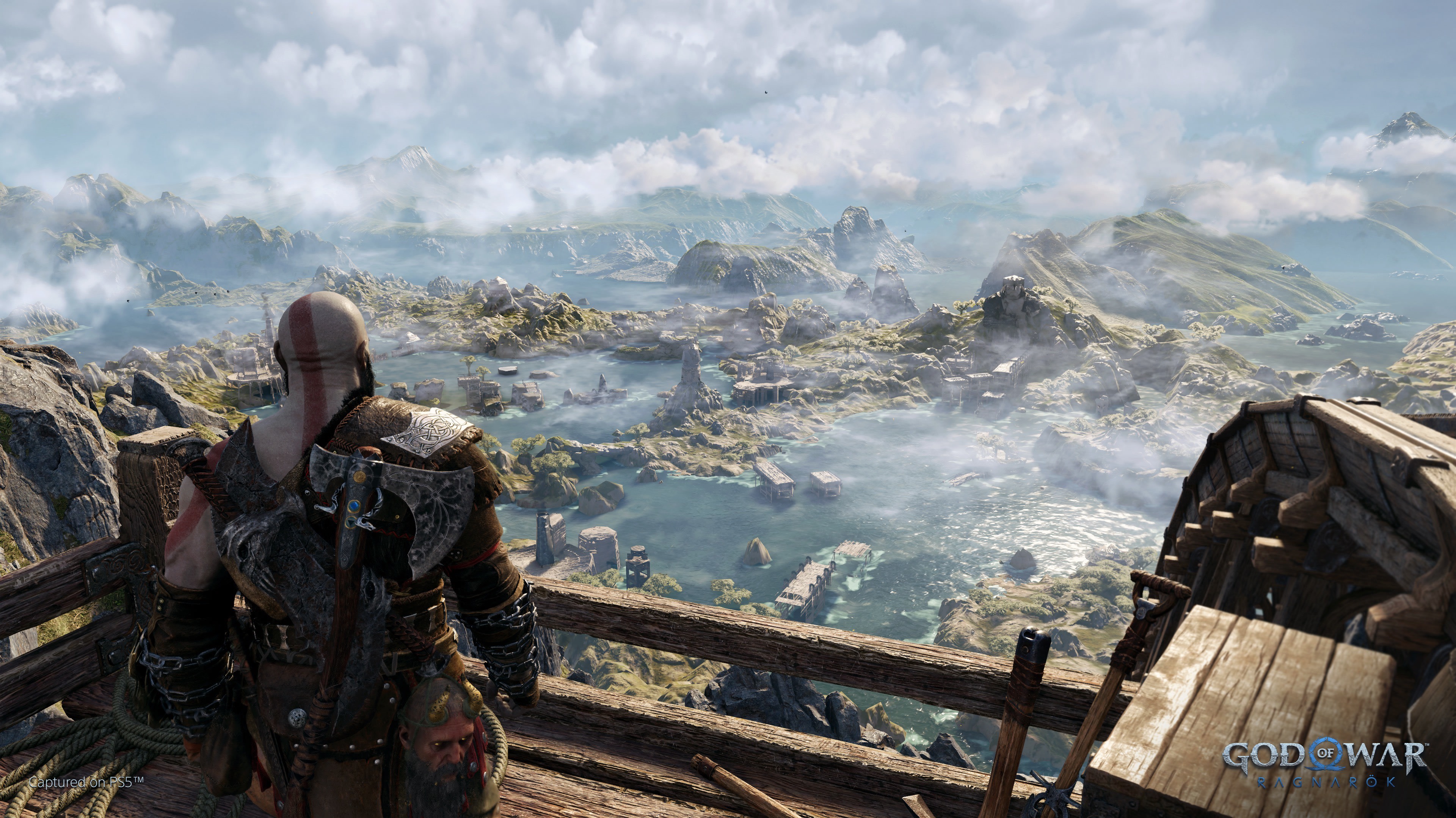Kratos overlooks the misty realm in God of War 4K HD Wallpaper