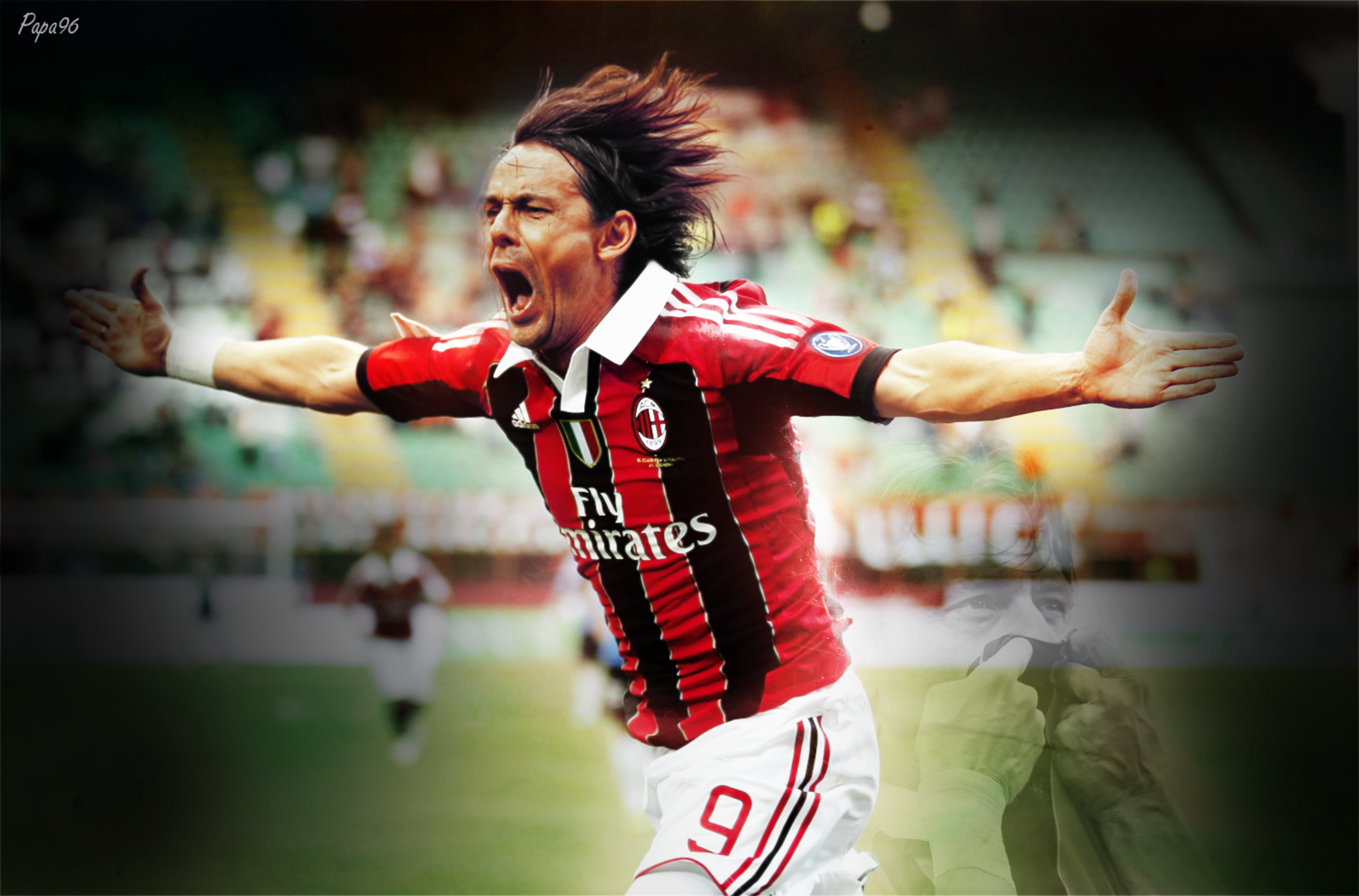 Filippo Inzaghi celebrating for A.C. Milan HD Wallpaper