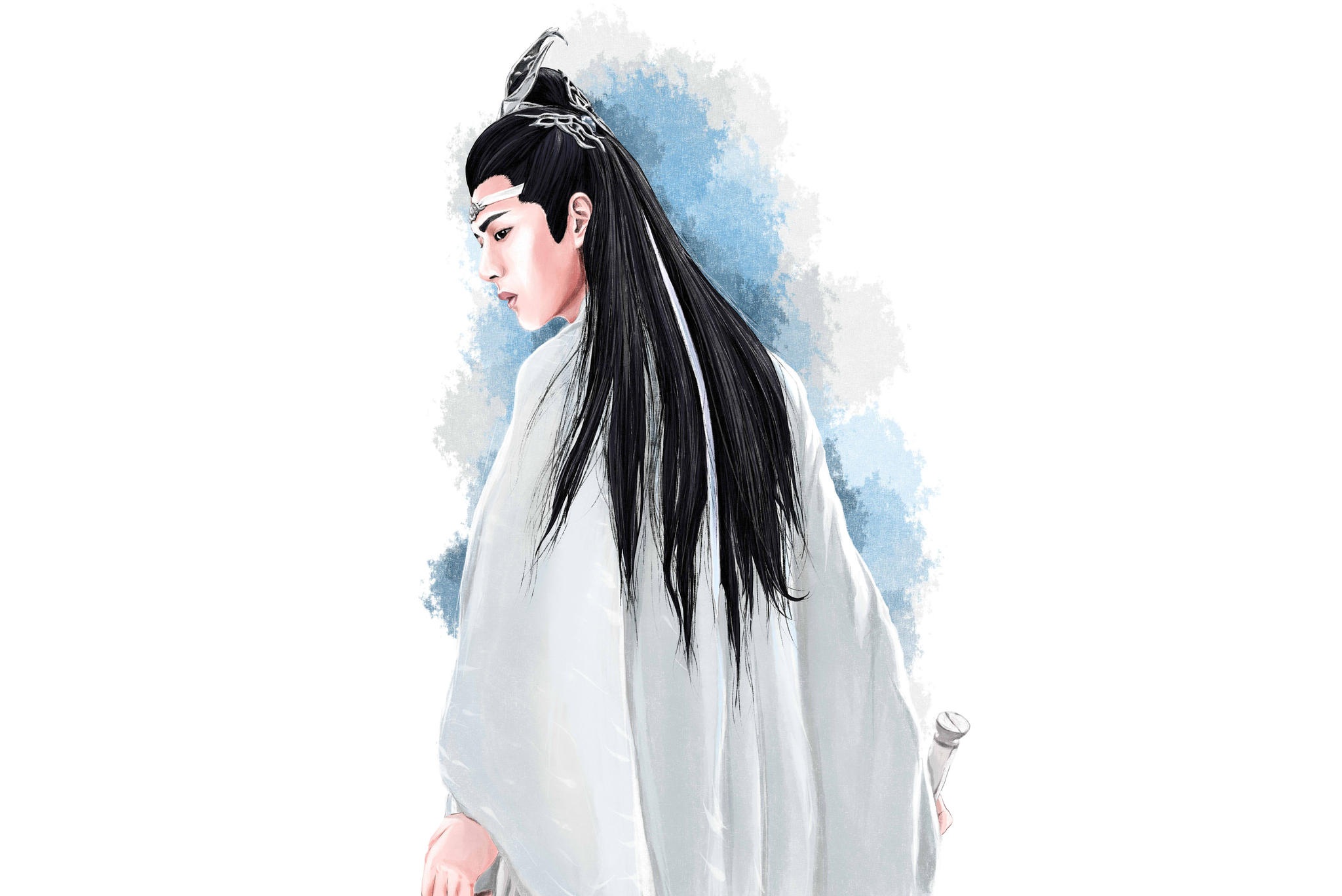 Lan Wangji illustration from The Untamed HD Wallpaper