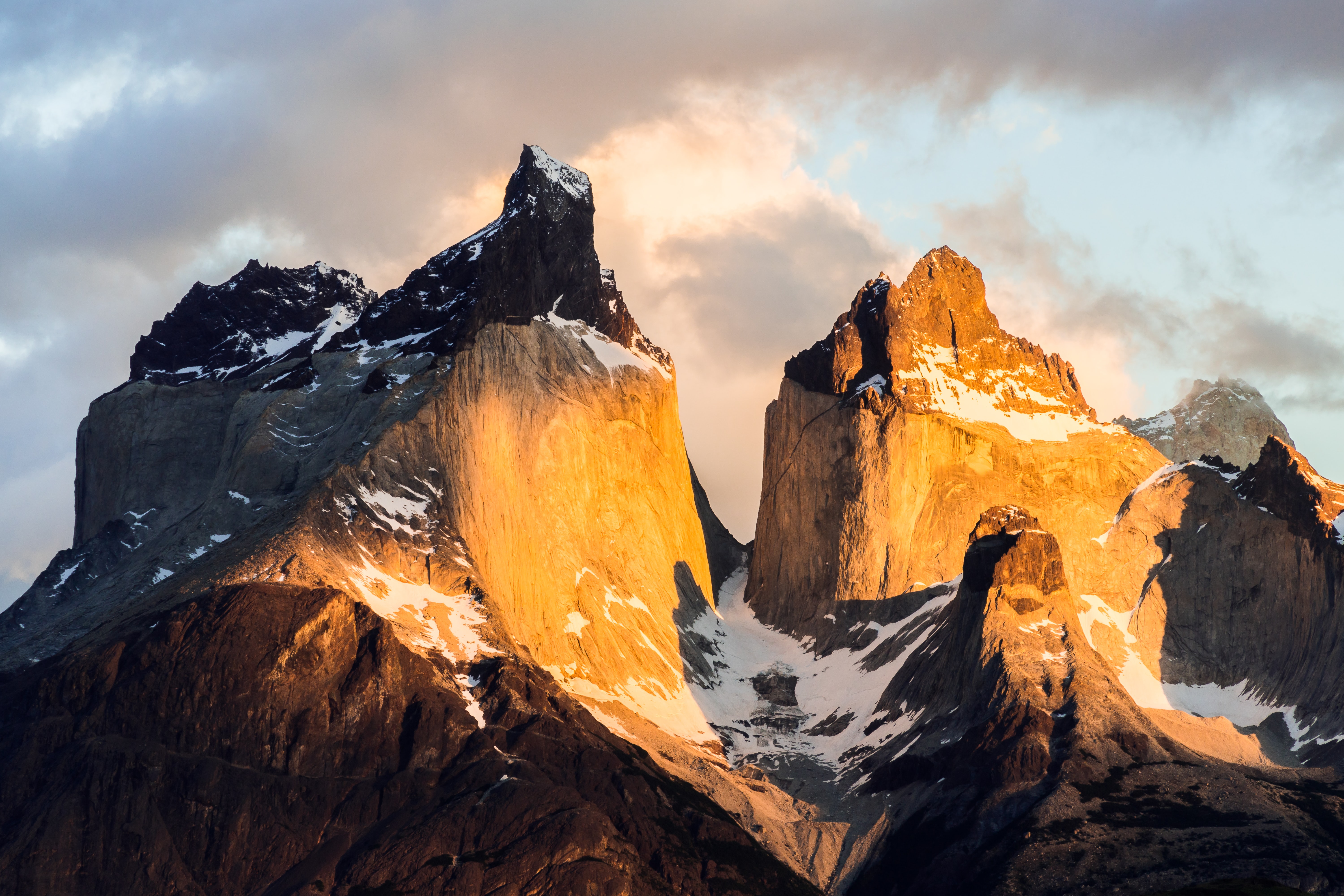 Golden Light on Torres Del Paine Cliffs HD Wallpaper