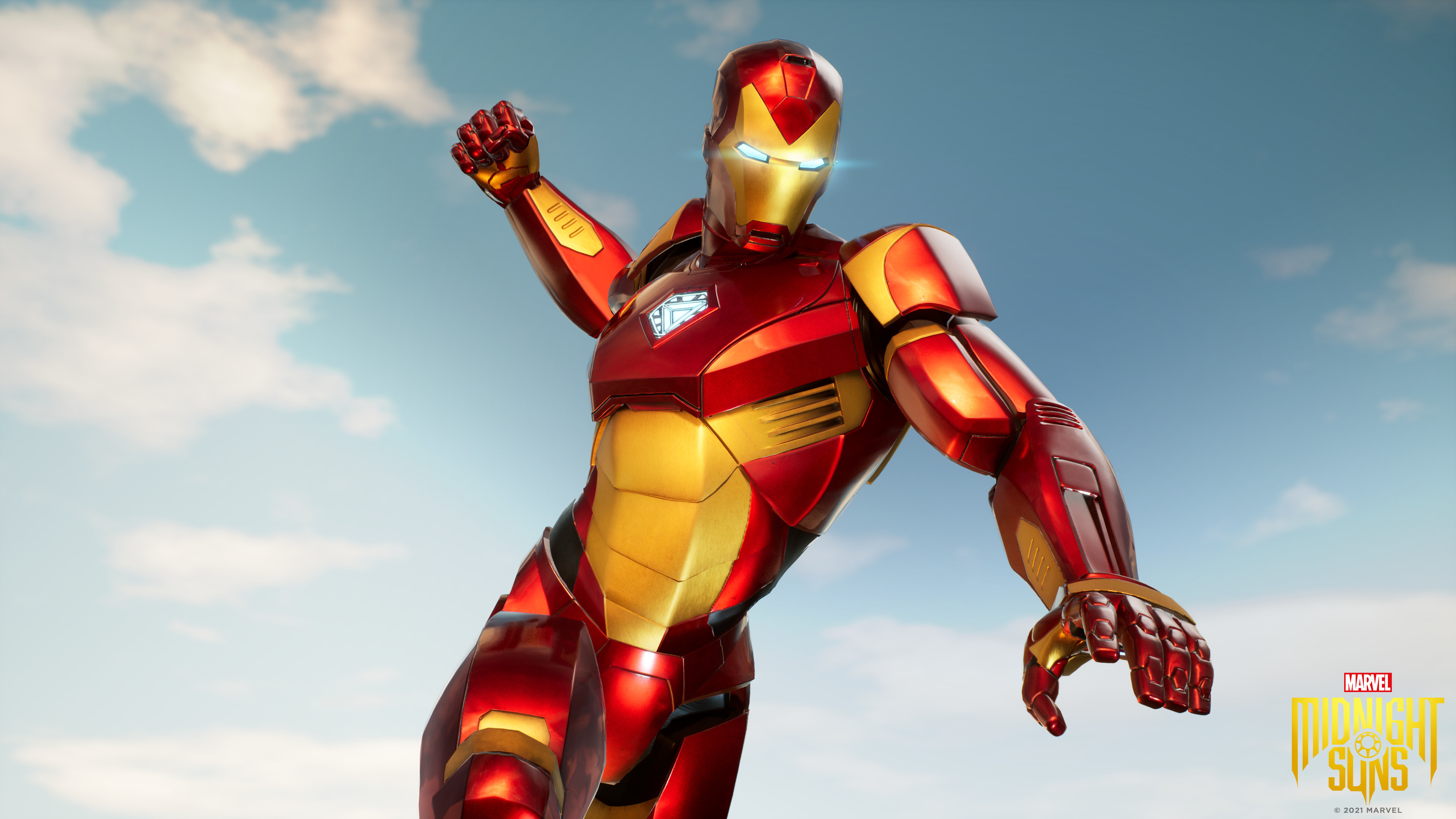 Iron Man soaring in Marvel's Midnight Suns HD Wallpaper