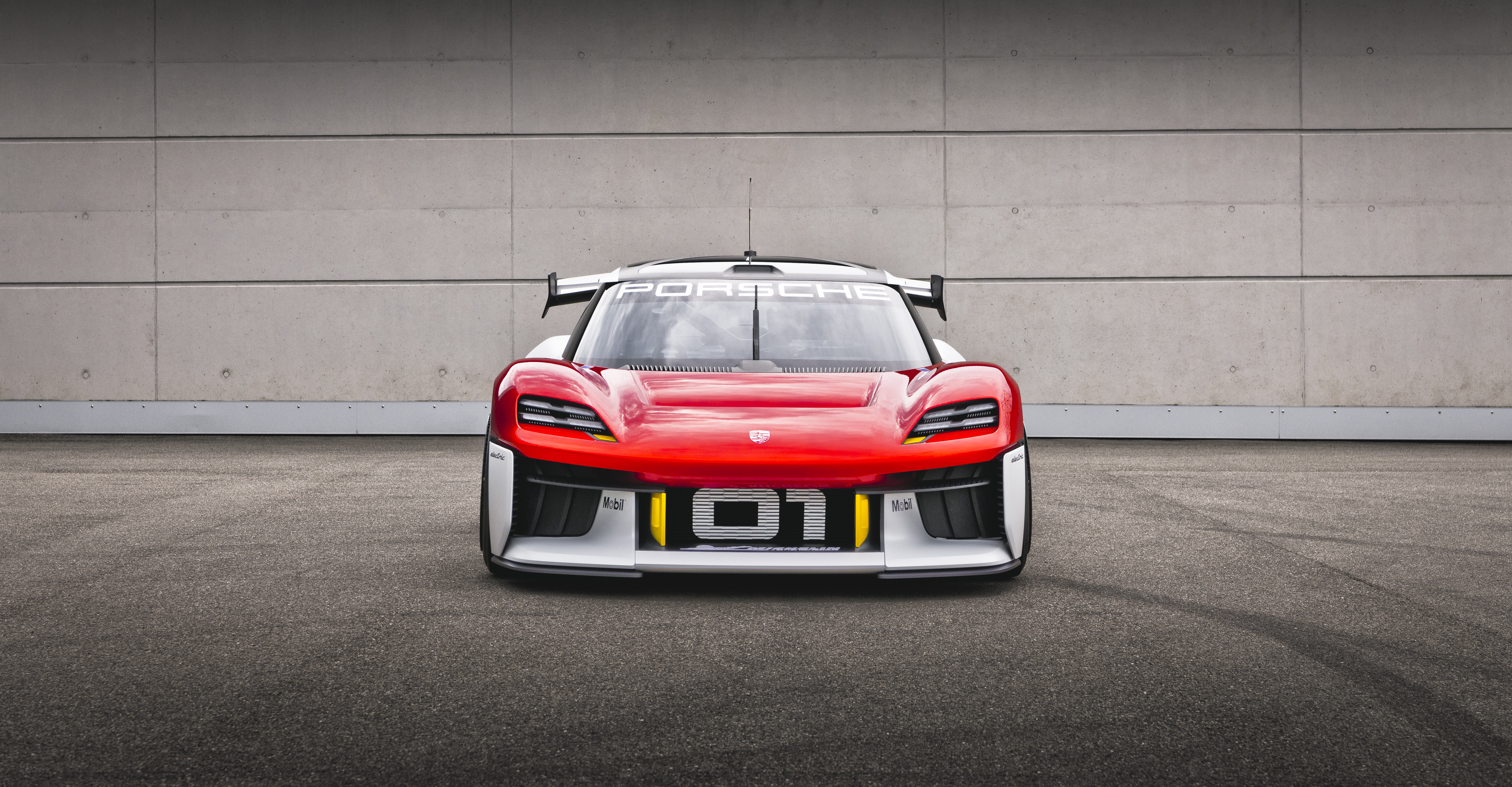 Red Porsche Mission R Electric Race Car HD Wallpaper