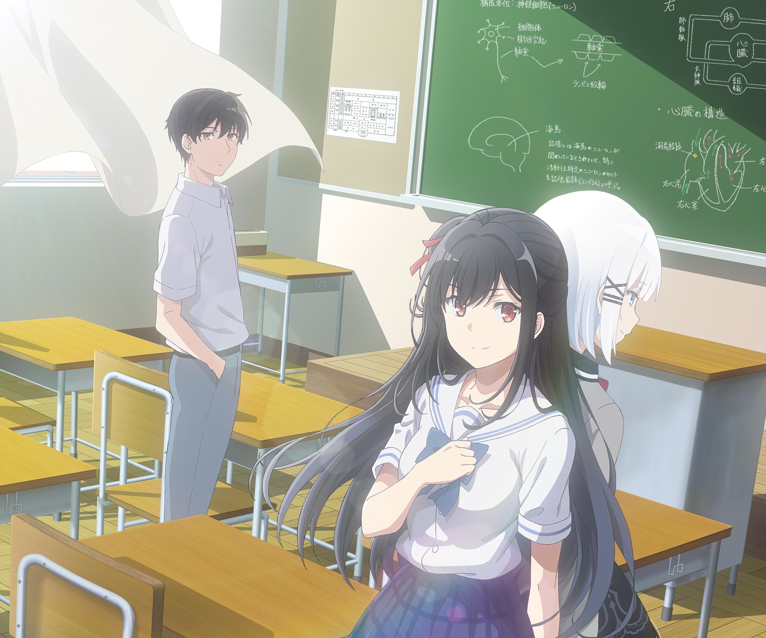 Natsunagi Nagisa and Siesta in The Detective Is Already Dead classroom HD Wallpaper