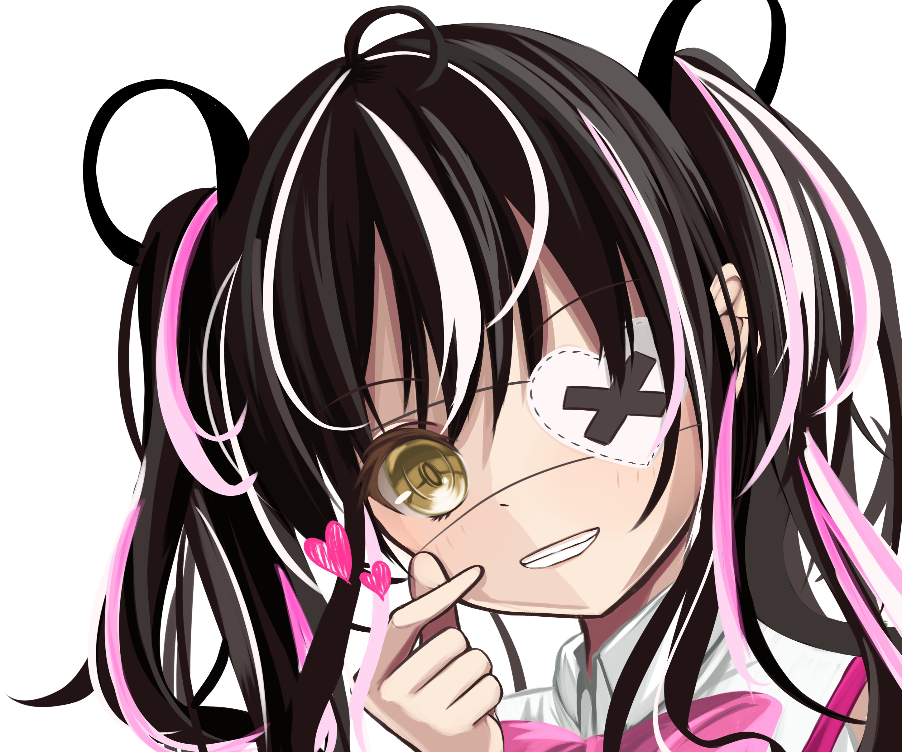 Saikawa Yui with monocle, eyepatch, and finger heart HD Wallpaper