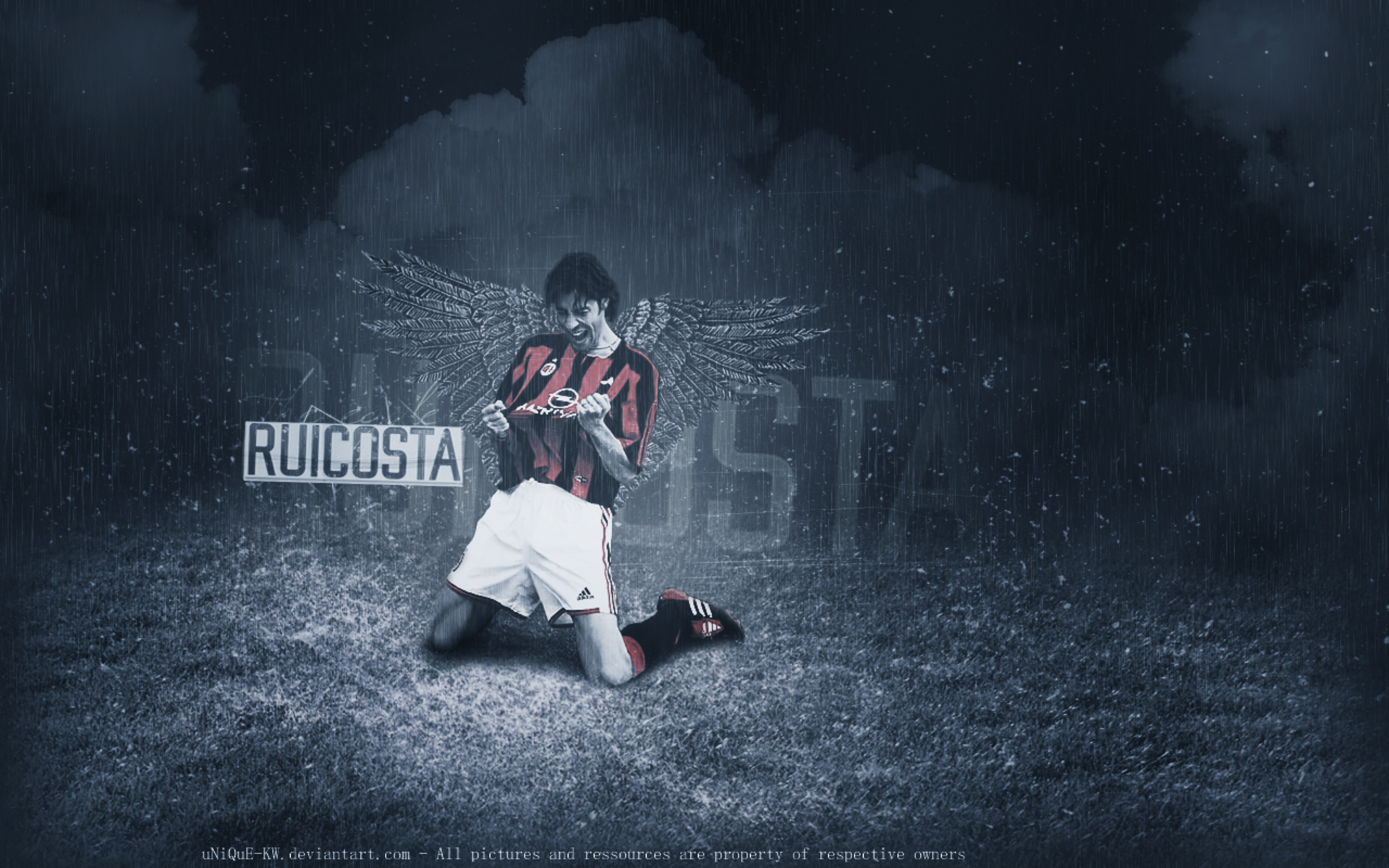 Rui Costa A.C. Milan legend with wings HD Wallpaper