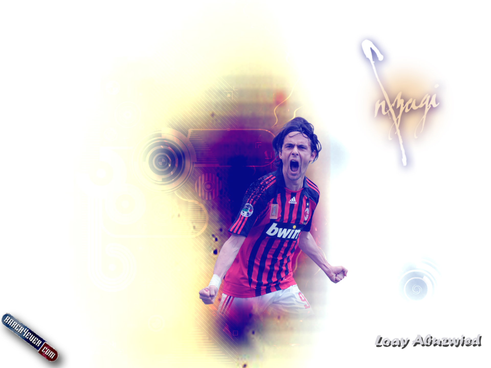 Filippo Inzaghi celebrating for A.C. Milan HD Wallpaper