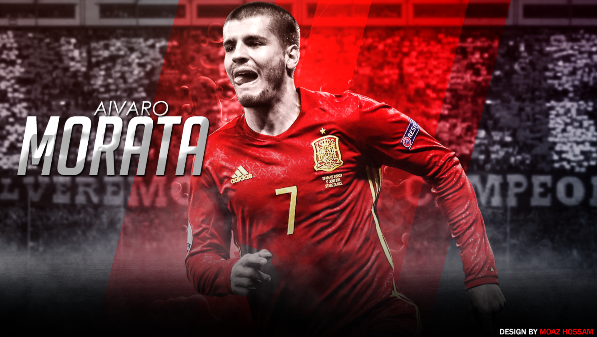Álvaro Morata in Spain National Football Team Kit HD Wallpaper