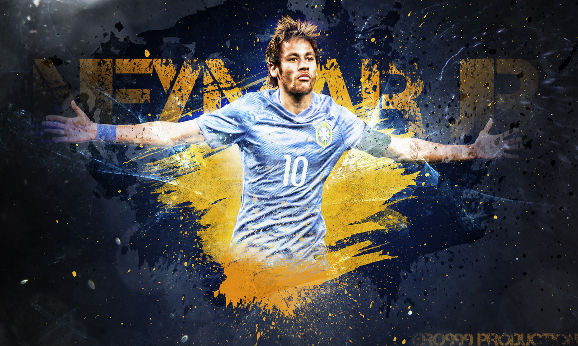 Neymar Jr. Brazil Football Splash Art HD Wallpaper