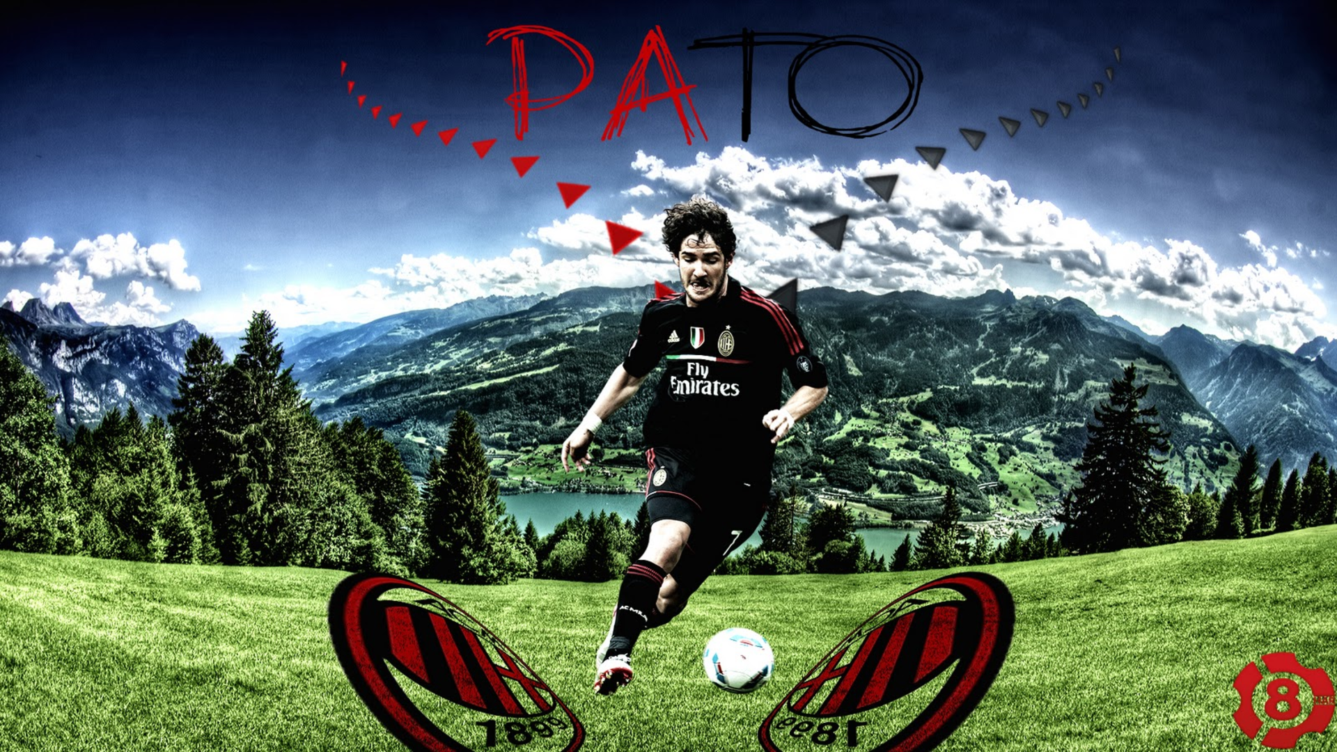 Alexandre Pato A.C. Milan in scenic mountain landscape HD Wallpaper