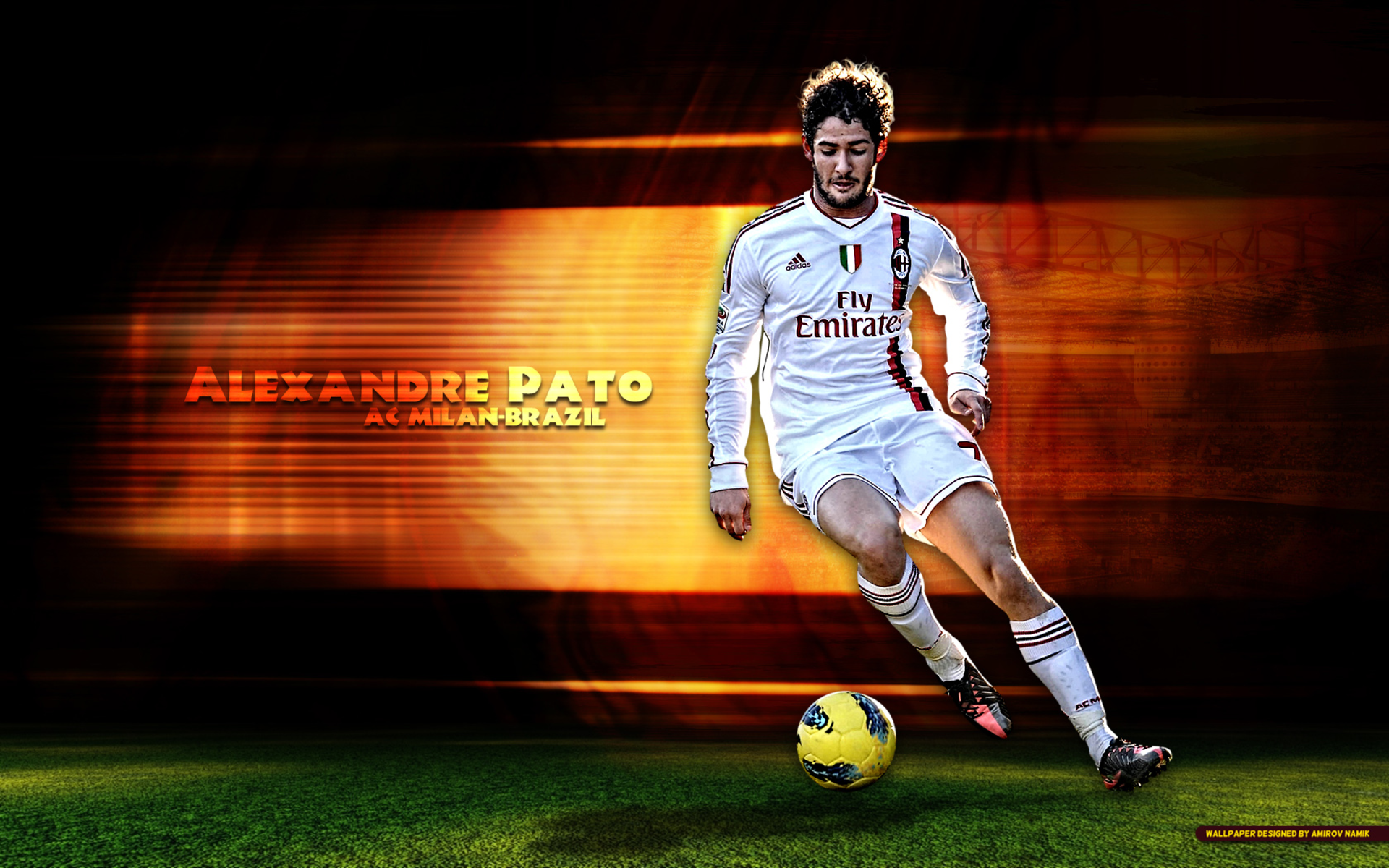 Alexandre Pato AC Milan dribbling soccer ball HD Wallpaper