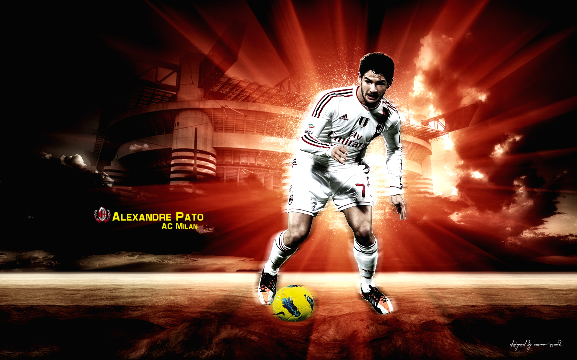 Alexandre Pato AC Milan Footballer Dramatic Stadium HD Wallpaper
