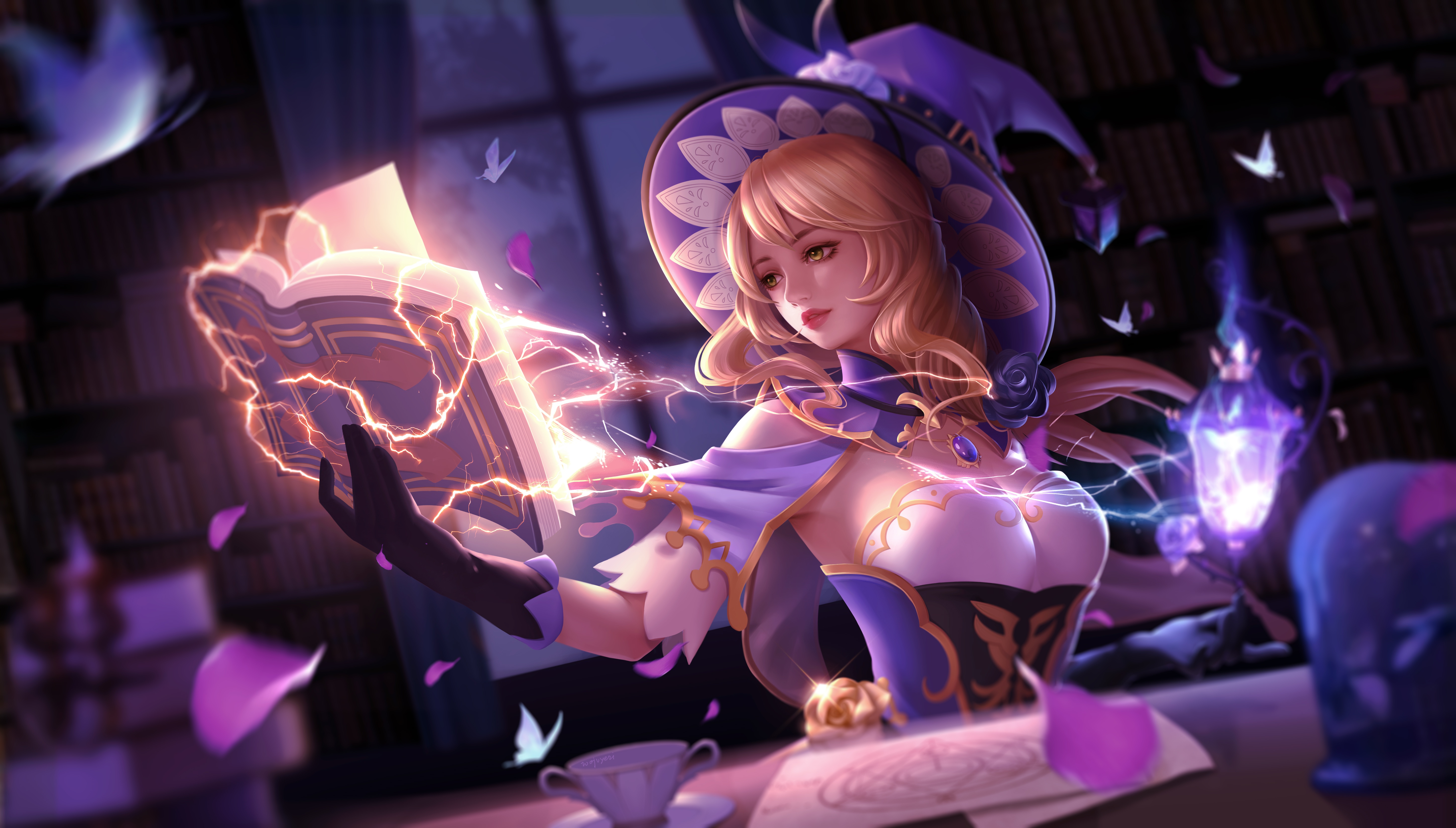 Lisa Genshin Impact Casting Magic 4K HD Wallpaper